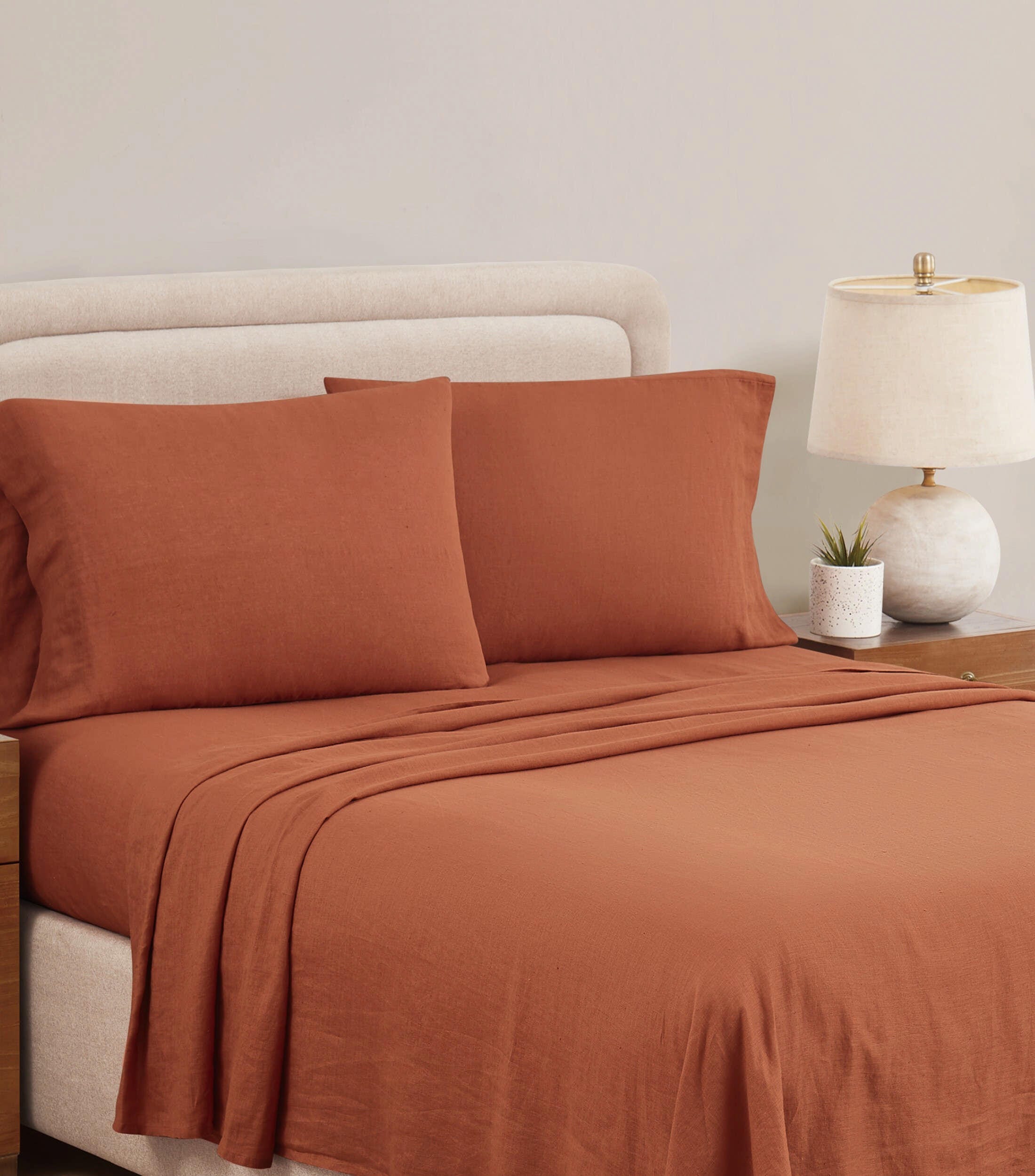 Brooklyn Loom 3-Piece King Sheet Set, Rust, large