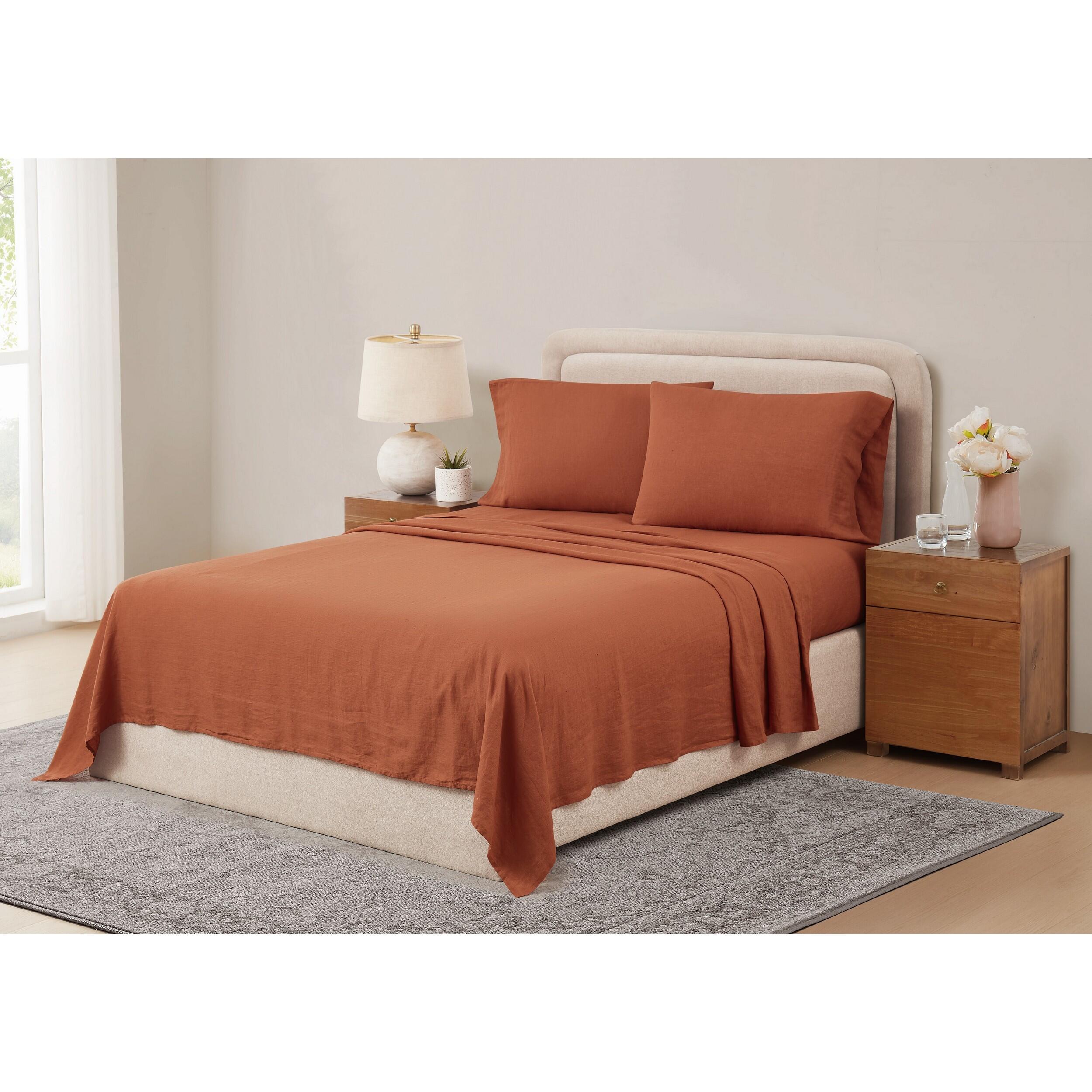 Brooklyn Loom 3-Piece Queen Sheet Set, Rust, large