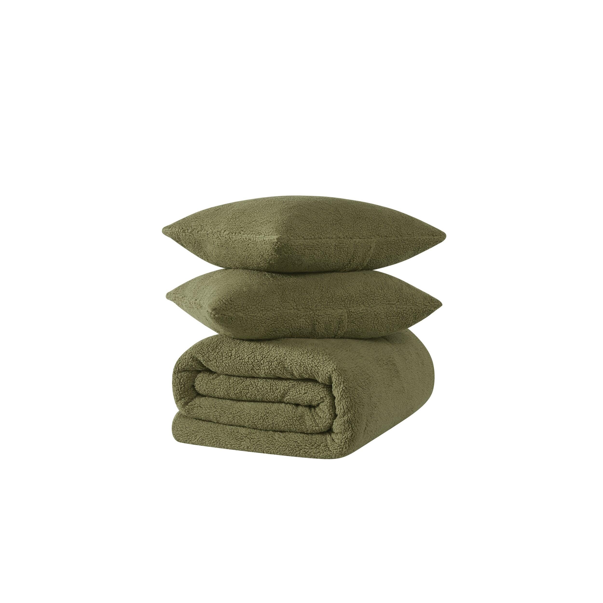Brooklyn Loom Marshmallow Plush 3-Piece King Comforter Set, Olive Green, large
