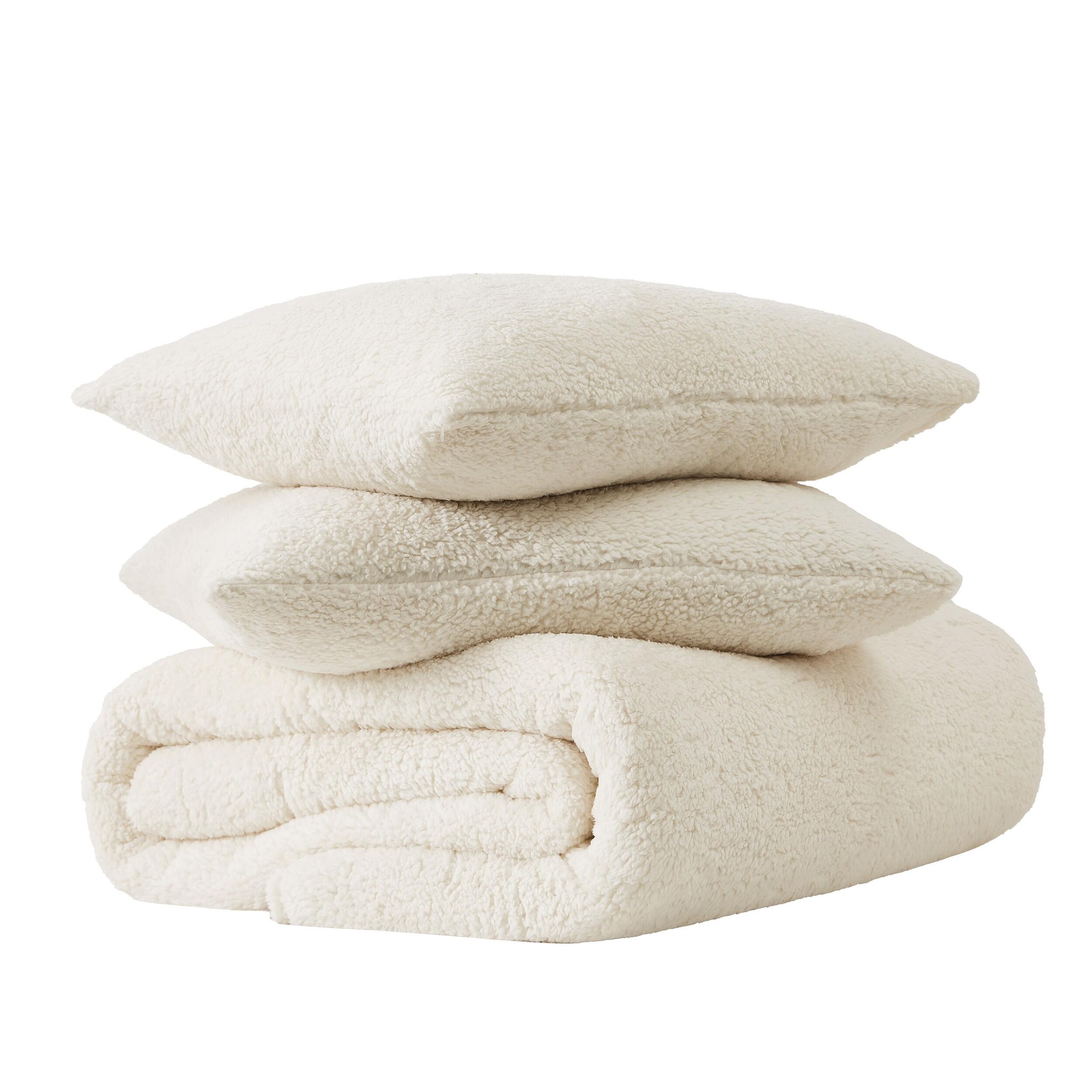 Brooklyn Loom Marshmallow Plush 3-Piece Full/Queen Comforter Set, Ivory, large