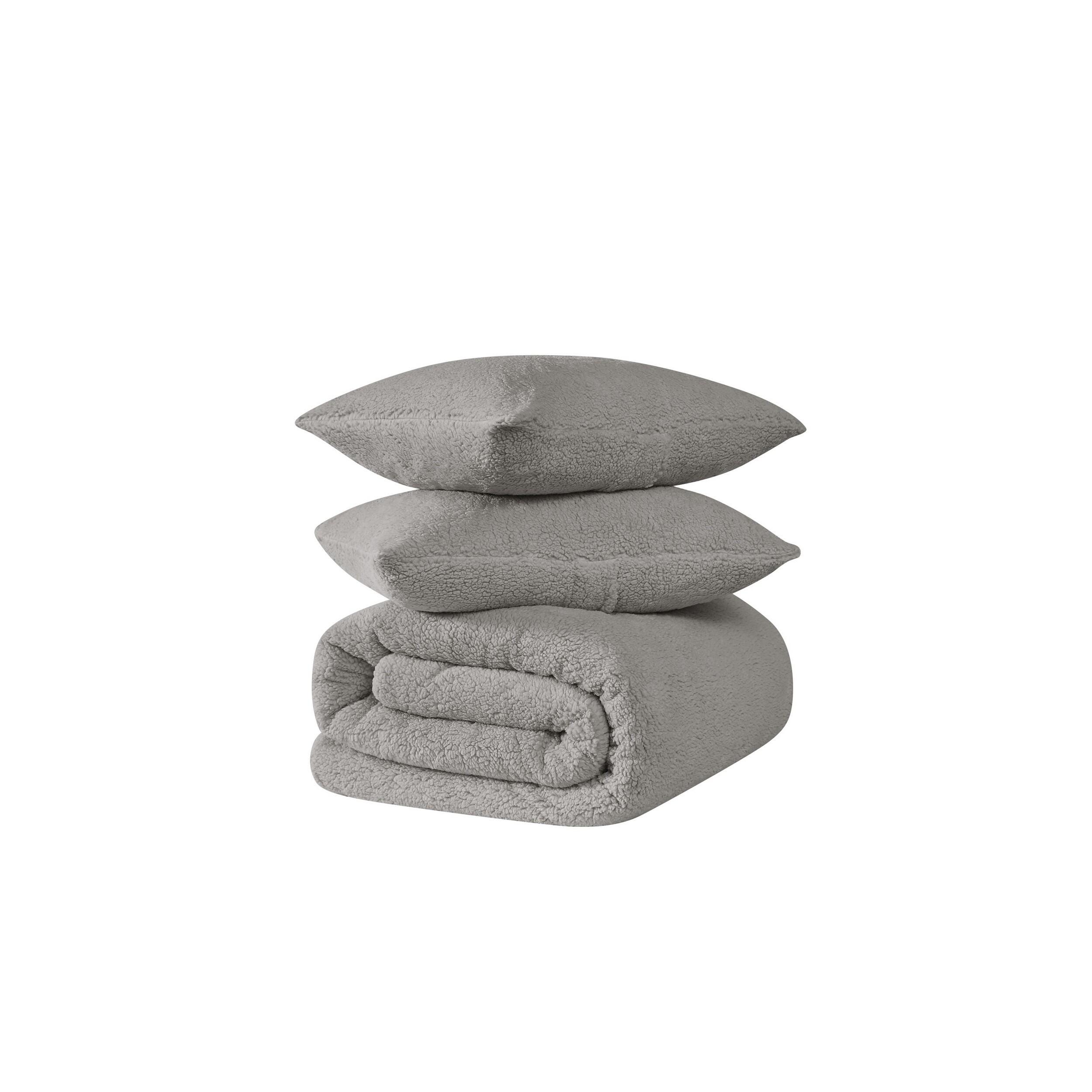 Brooklyn Loom Marshmallow Plush 2-Piece Twin XL Comforter Set, Gray, large