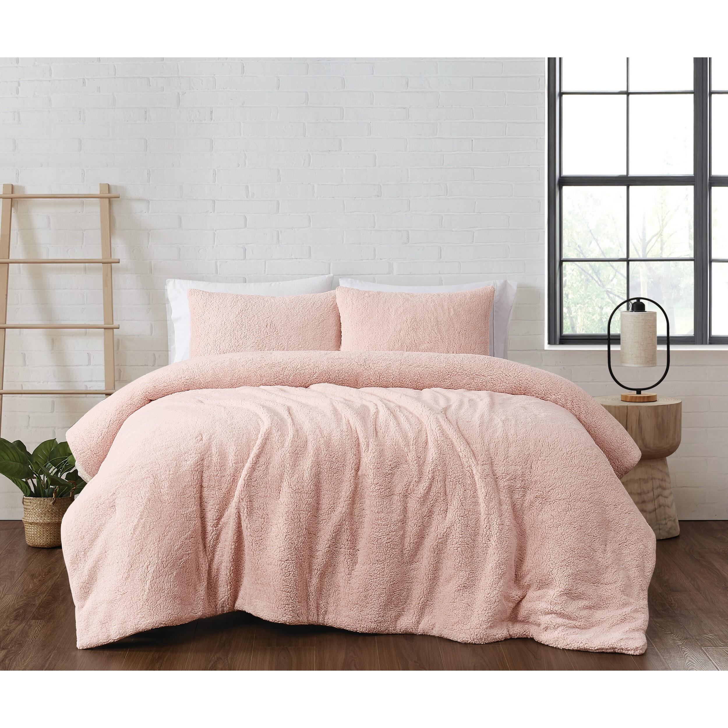 Brooklyn Loom Marshmallow Plush 2-Piece Twin XL Comforter Set, Blush, large