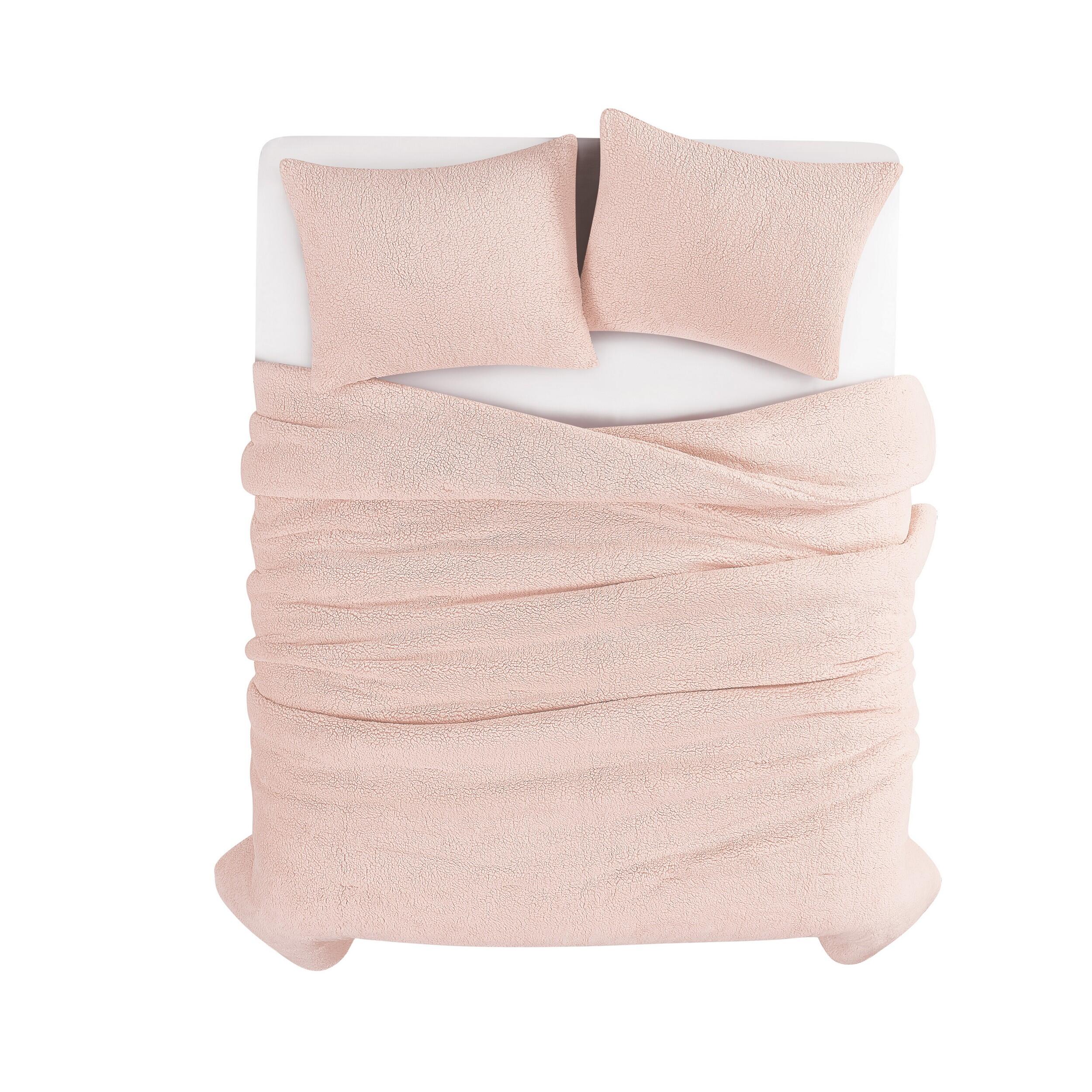 Brooklyn Loom Marshmallow Plush 2-Piece Twin XL Comforter Set, Blush, large