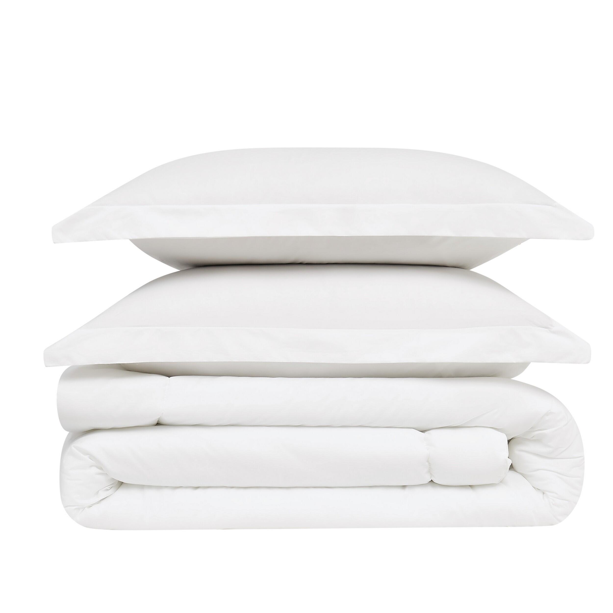 Brooklyn Loom Percale 3-Piece Full/Queen Comforter Set, White, rollover