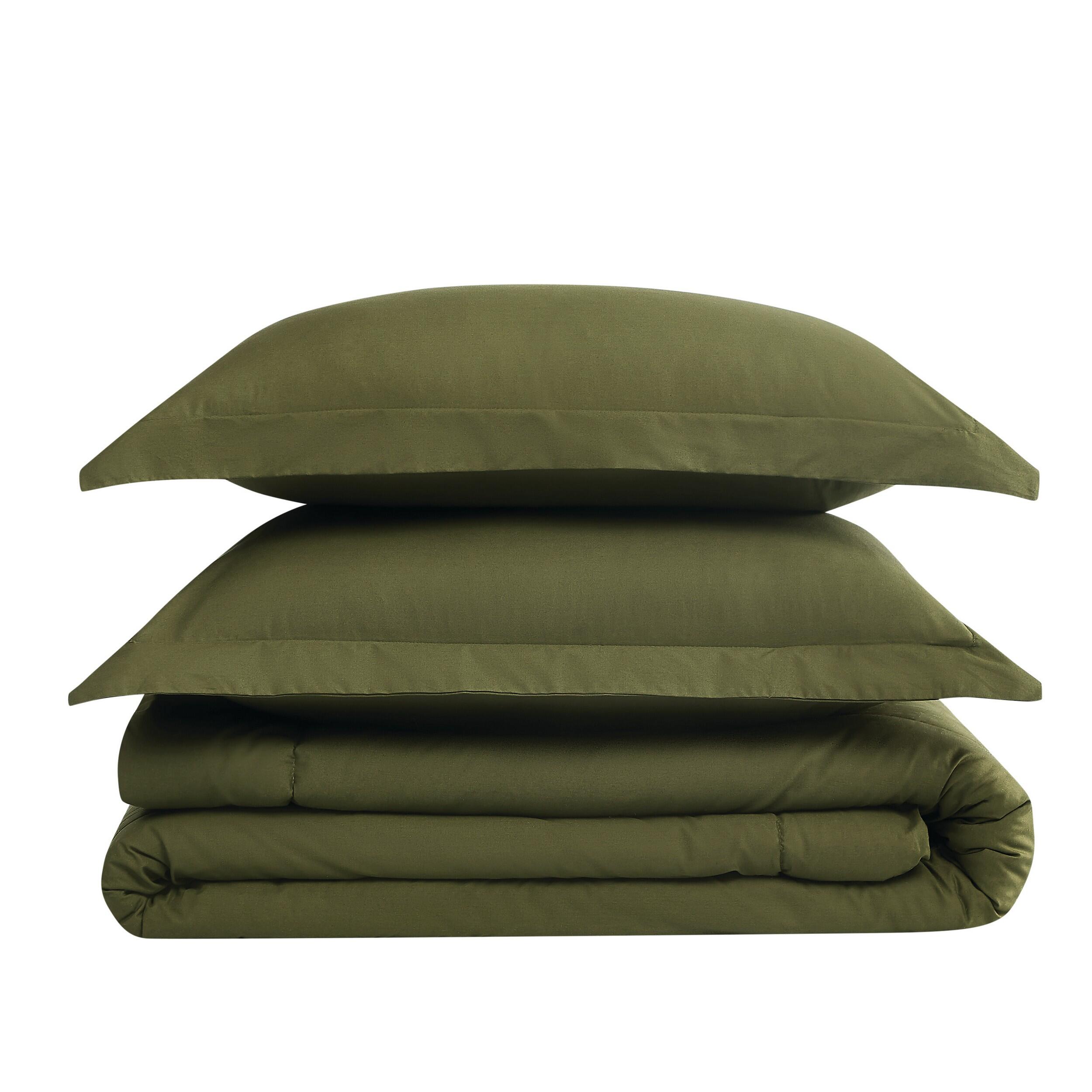 Brooklyn Loom Percale 3-Piece King Comforter Set, Olive Green, large