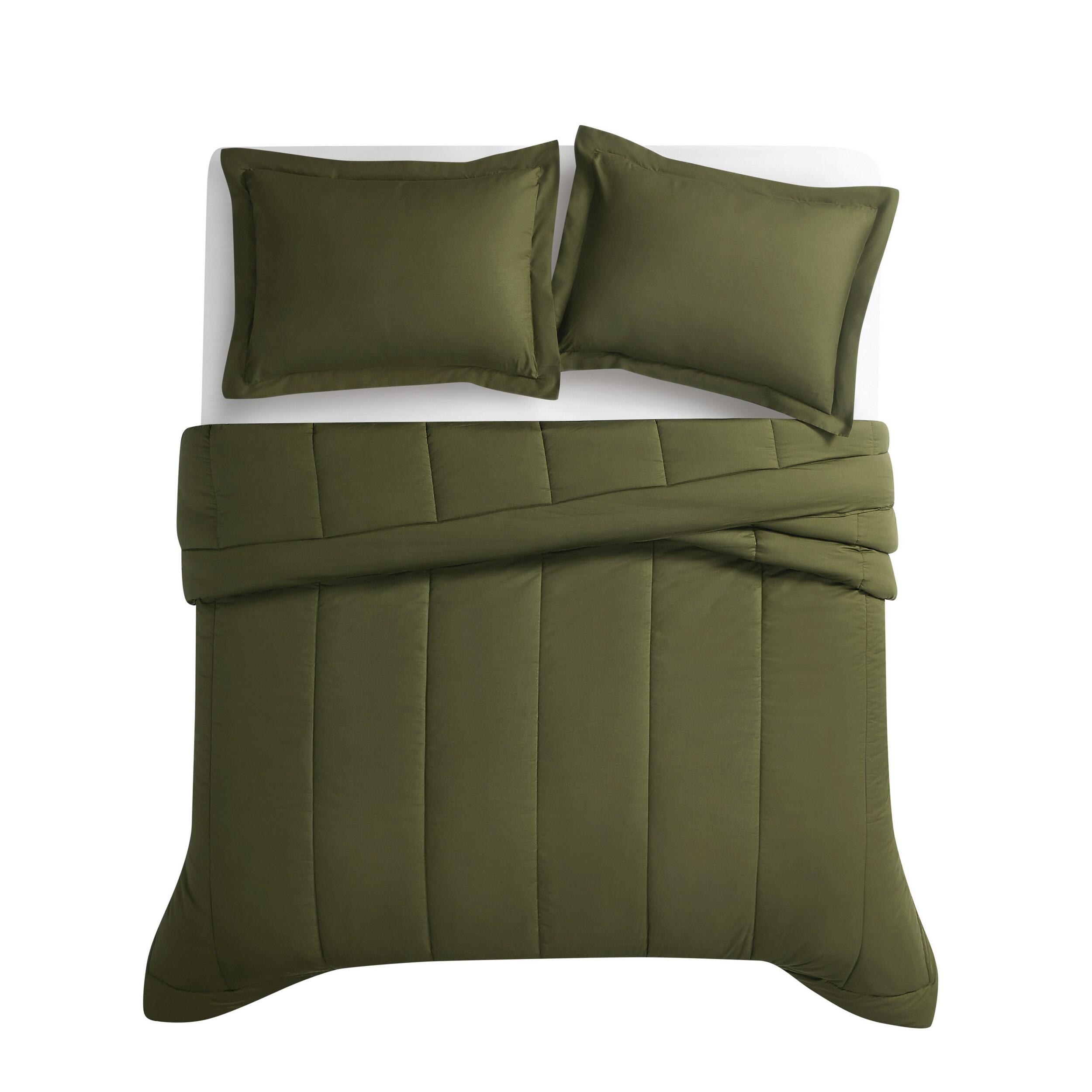 Brooklyn Loom Percale 3-Piece King Comforter Set, Olive Green, large