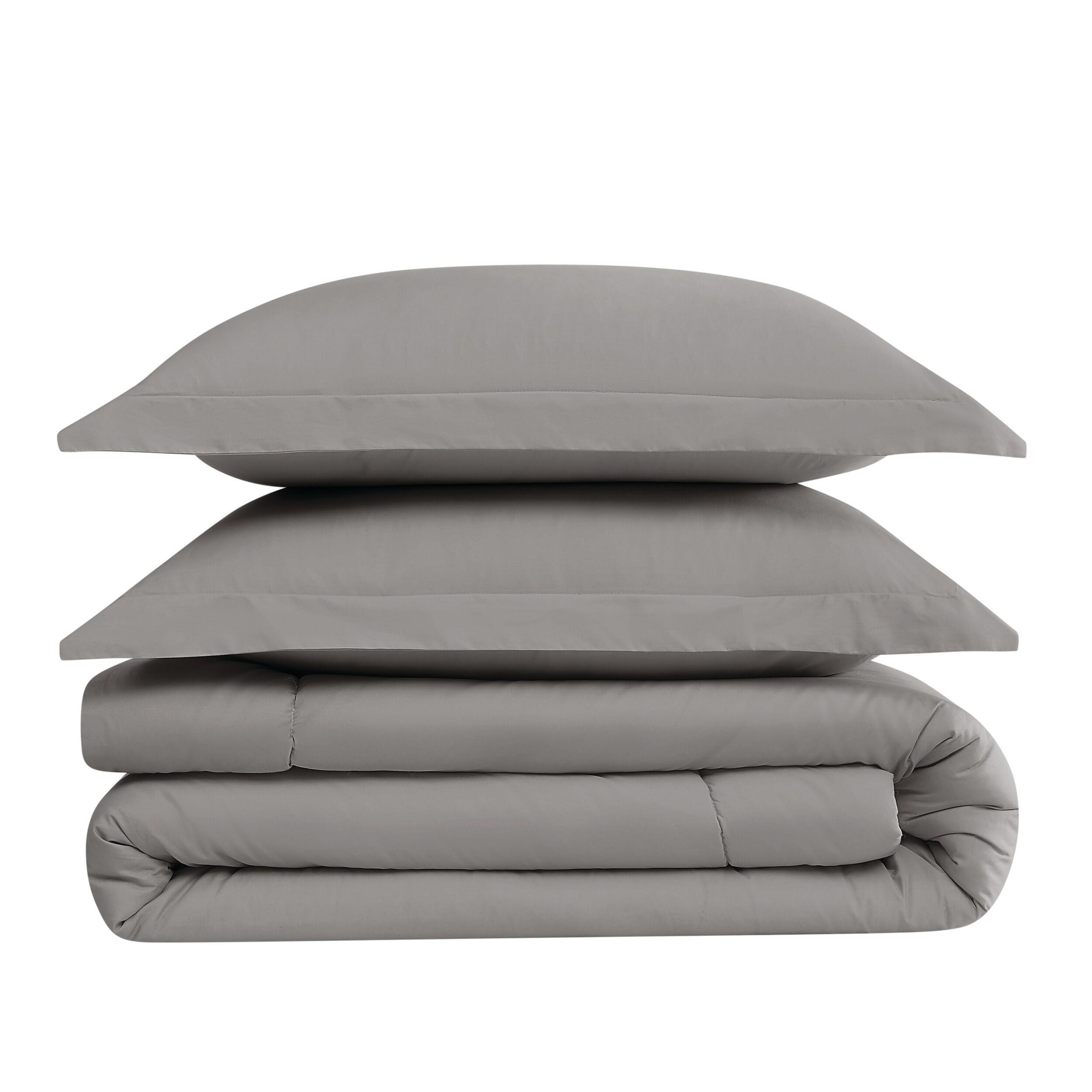 Brooklyn Loom Percale 3-Piece King Comforter Set, Gray, large