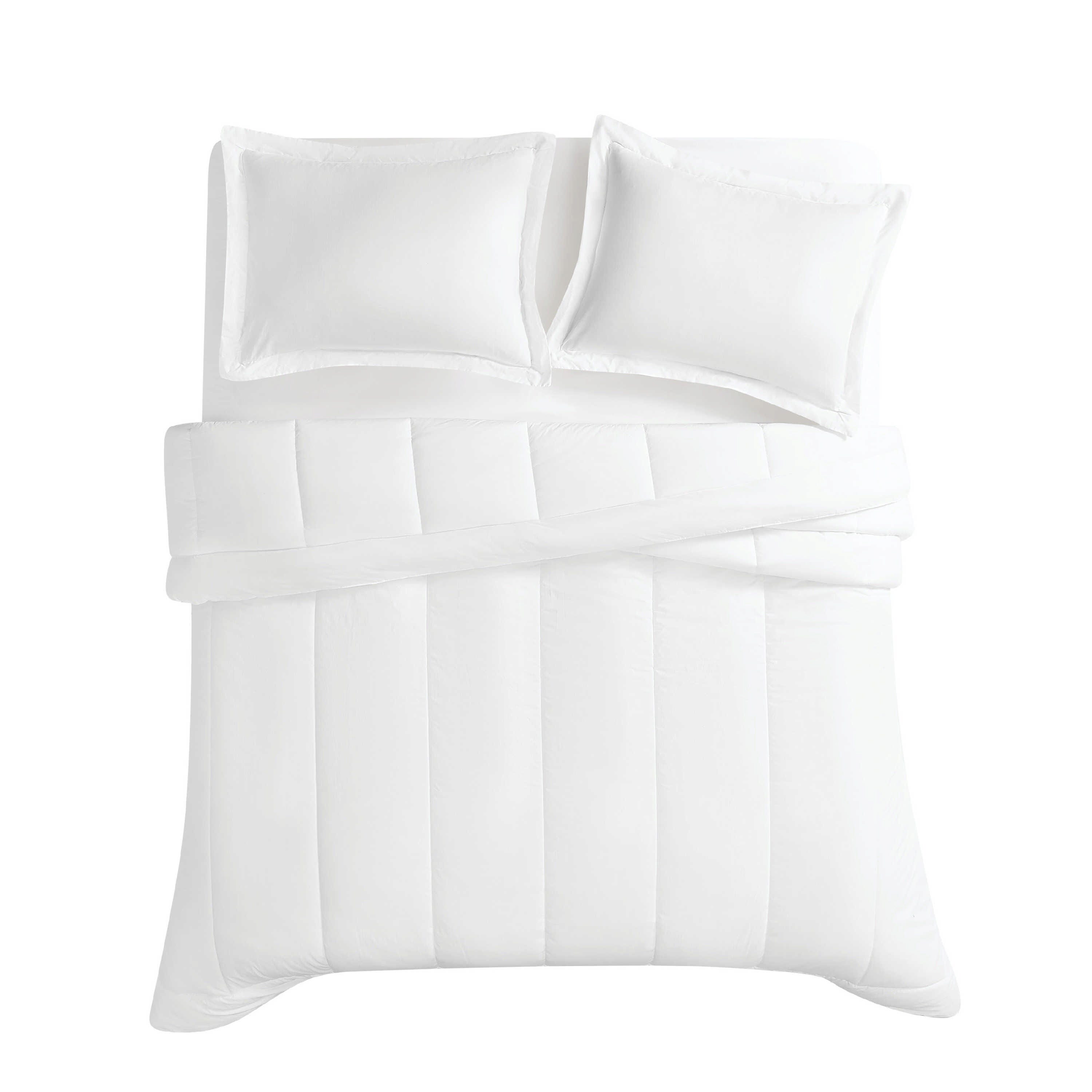 Brooklyn Loom Percale 3-Piece King Comforter Set, White, large