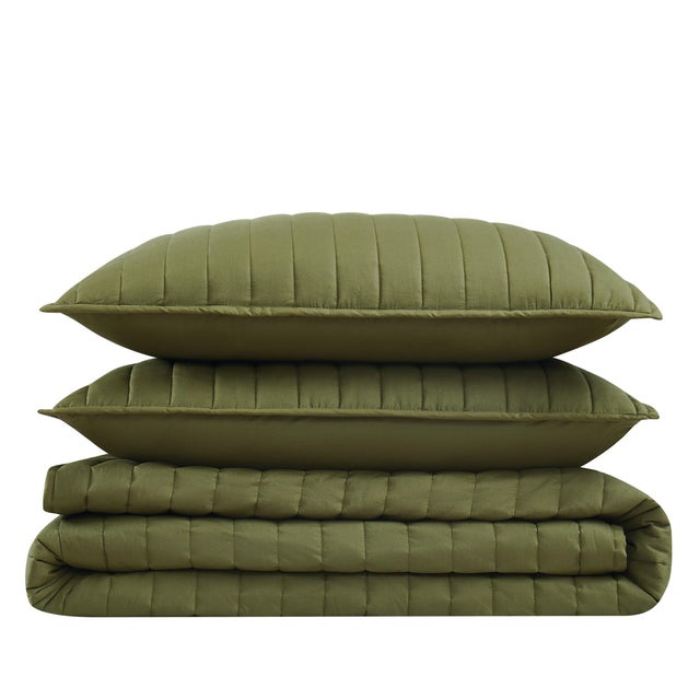 Brooklyn Loom Percale 3-Piece Full/Queen Quilt Set
