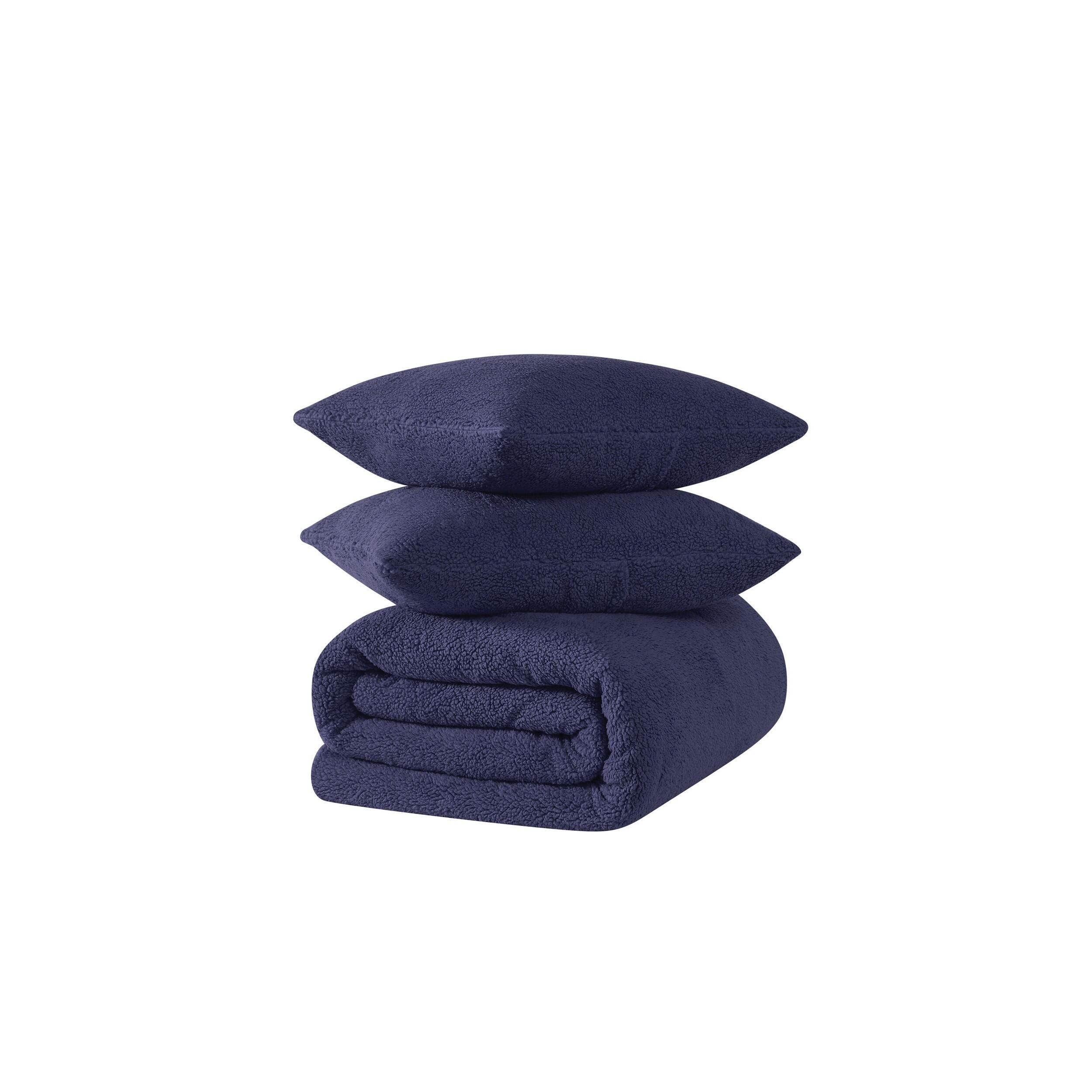 Brooklyn Loom Oversized Marshmallow 3-Piece King Comforter Set, Navy, rollover