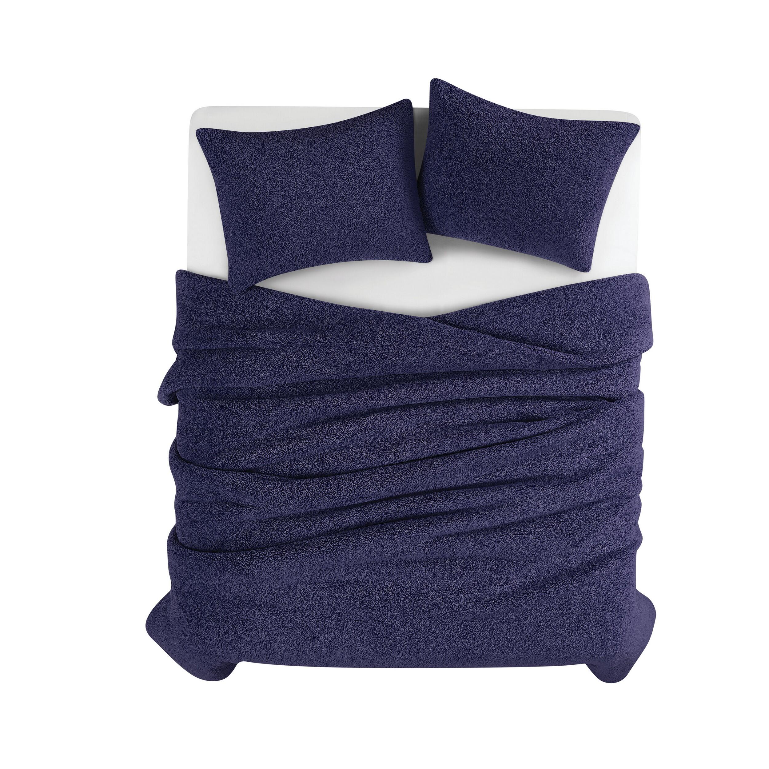 Brooklyn Loom Oversized Marshmallow 3-Piece King Comforter Set, Navy, large