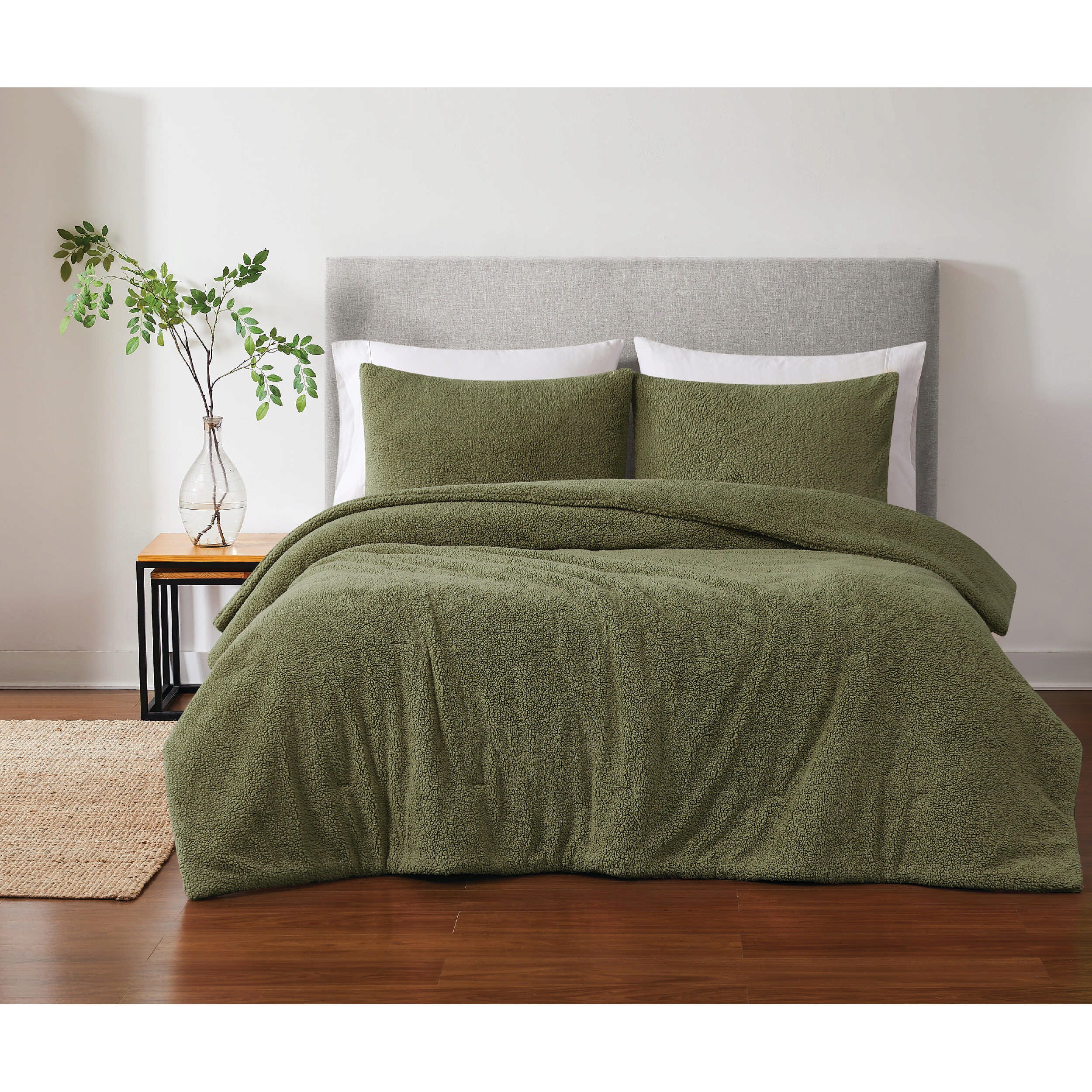 Brooklyn Loom Oversized Marshmallow 3-Piece King Comforter Set, Olive Green, rollover