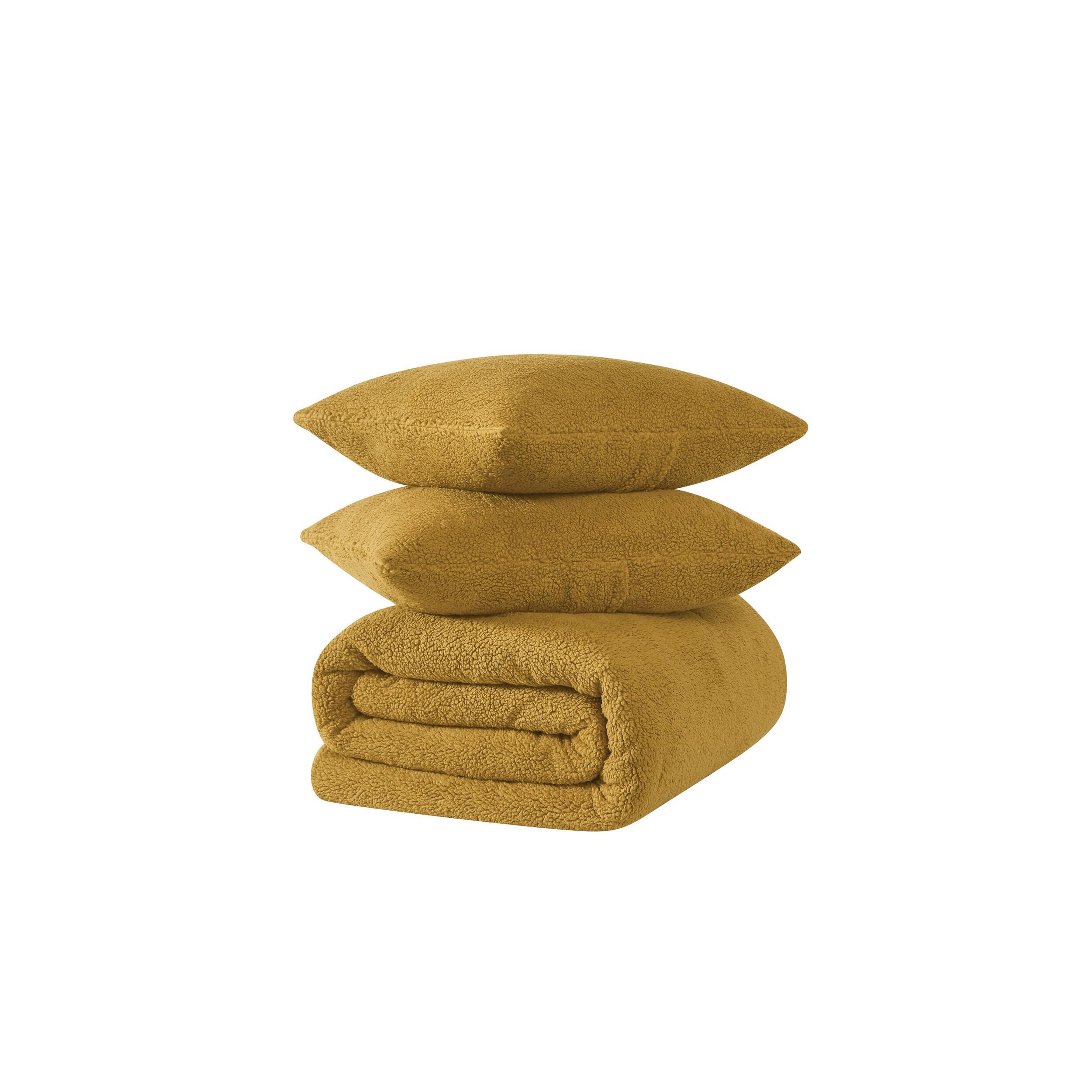 Brooklyn Loom Oversized Marshmallow 3-Piece King Comforter Set, Mustard, large