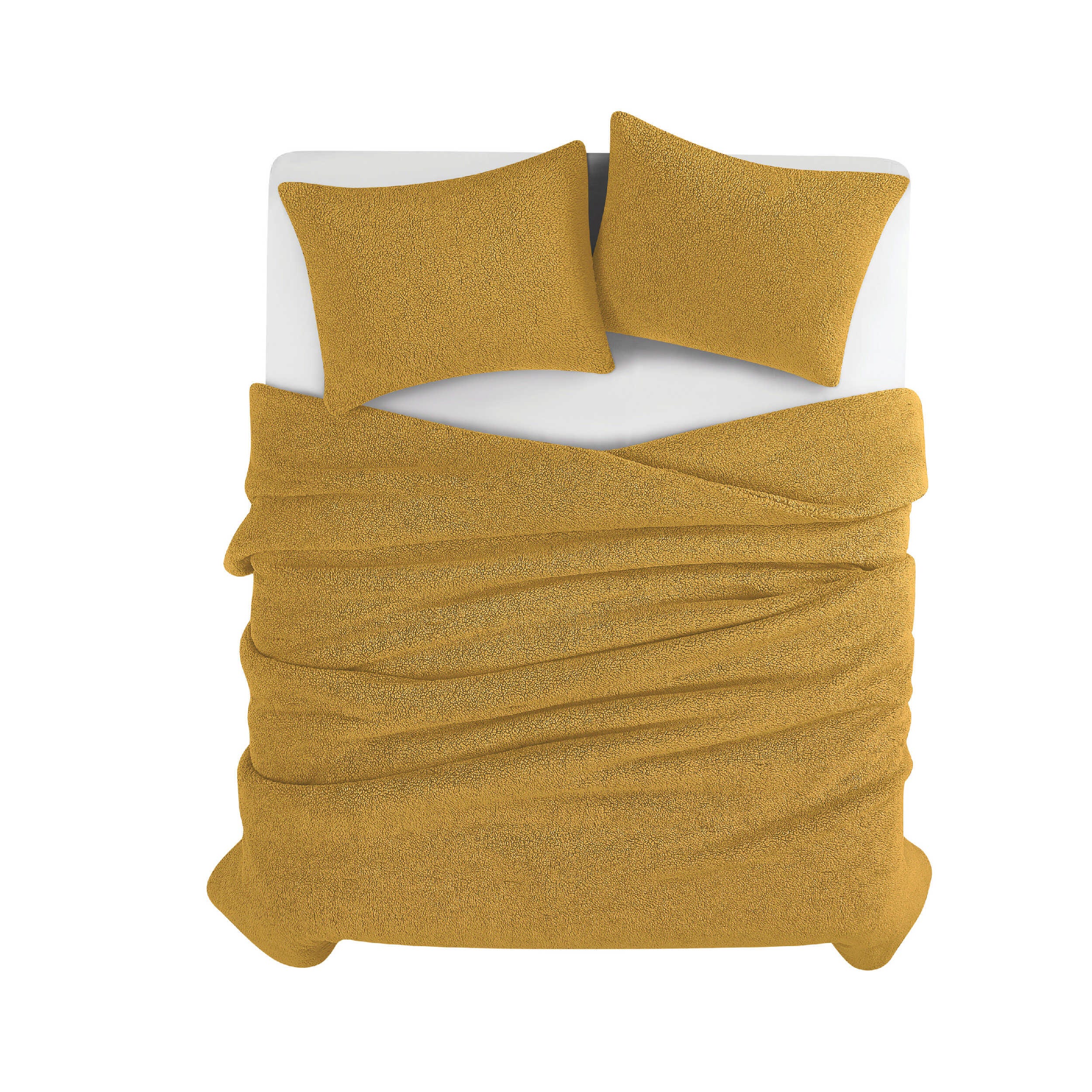 Brooklyn Loom Oversized Marshmallow 3-Piece King Comforter Set, Mustard, large