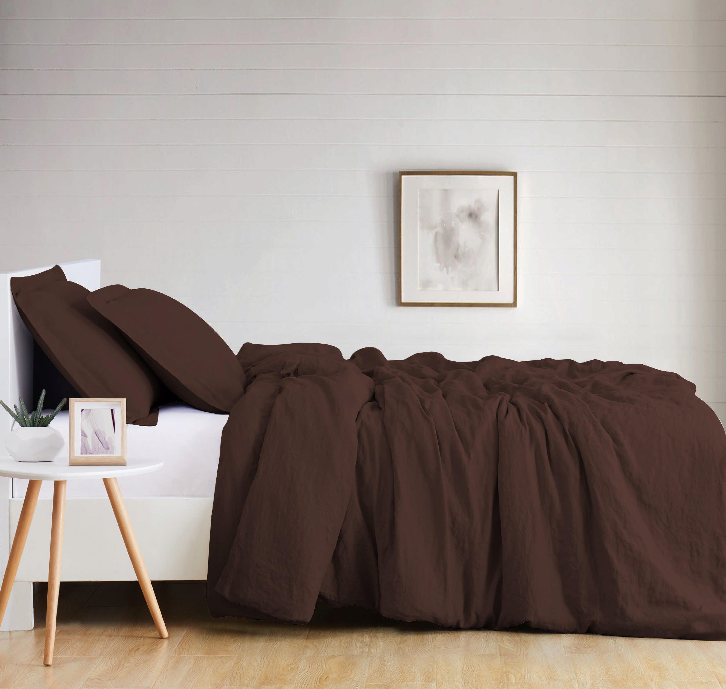 Brooklyn Loom Solid 3-Piece King Comforter Set, Brown, large