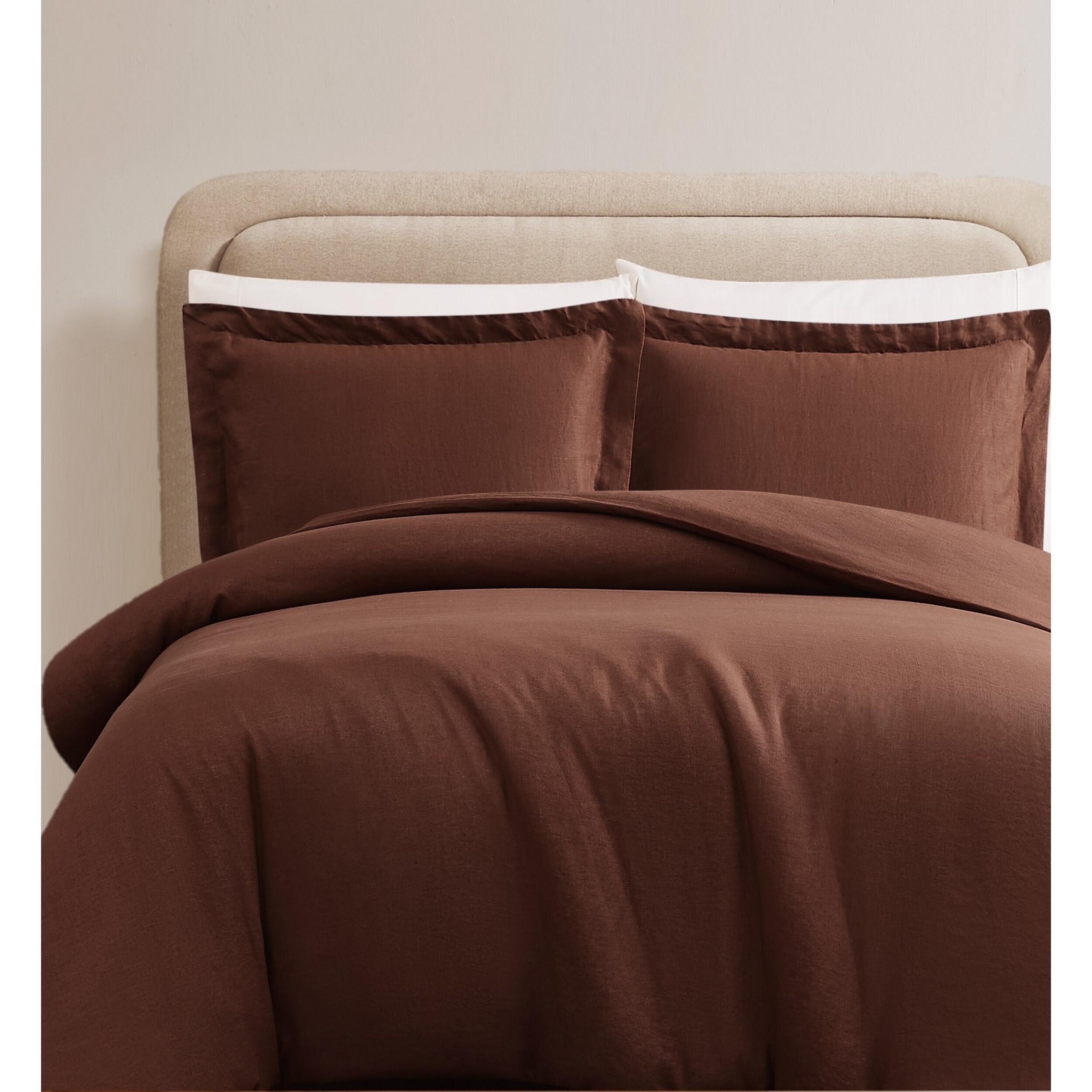 Brooklyn Loom Solid 3-Piece King Comforter Set, Brown, large