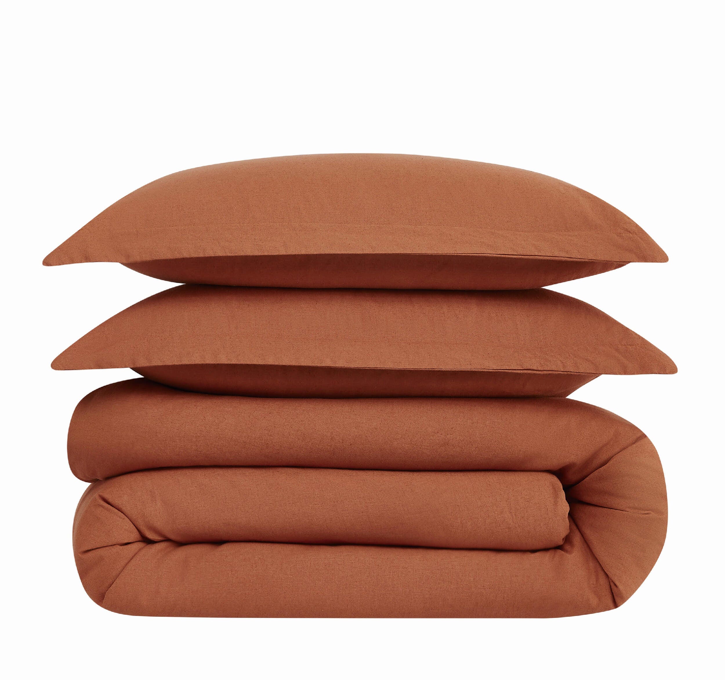 Brooklyn Loom Solid 3-Piece Full/Queen Comforter Set, Rust, large