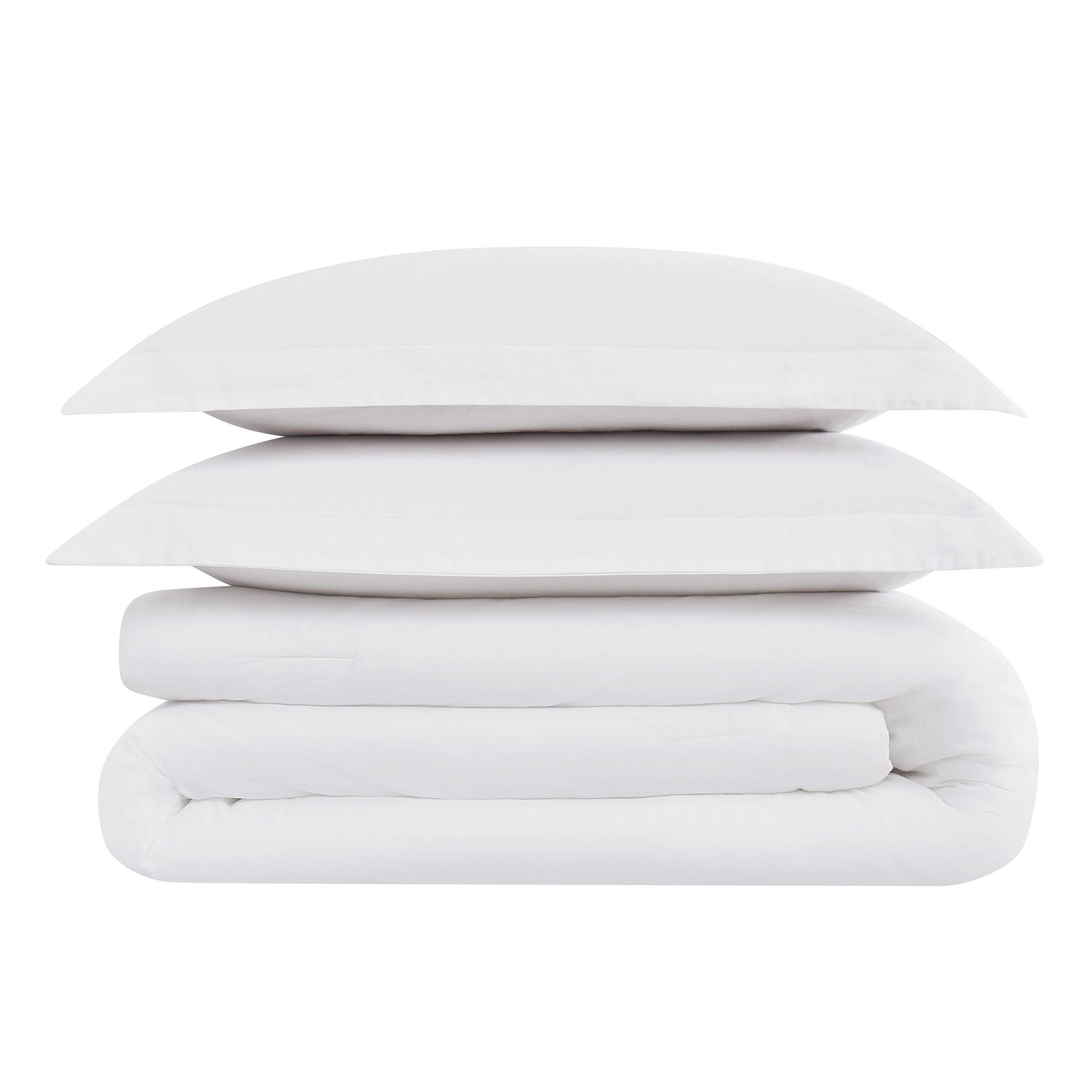 Brooklyn Loom Solid 3-Piece Full/Queen Comforter Set, White, large