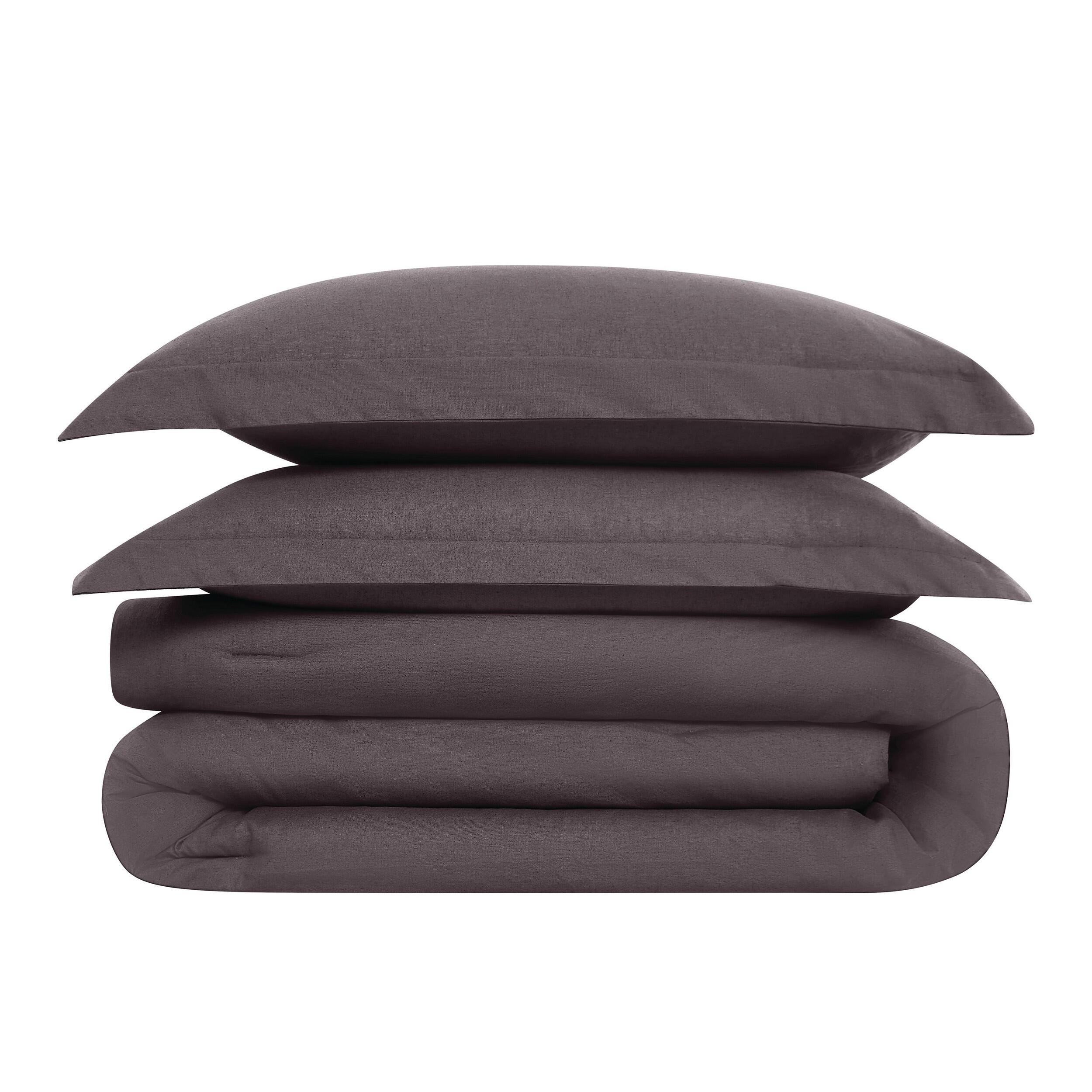 Brooklyn Loom Solid 3-Piece Full/Queen Comforter Set, Charcoal, large