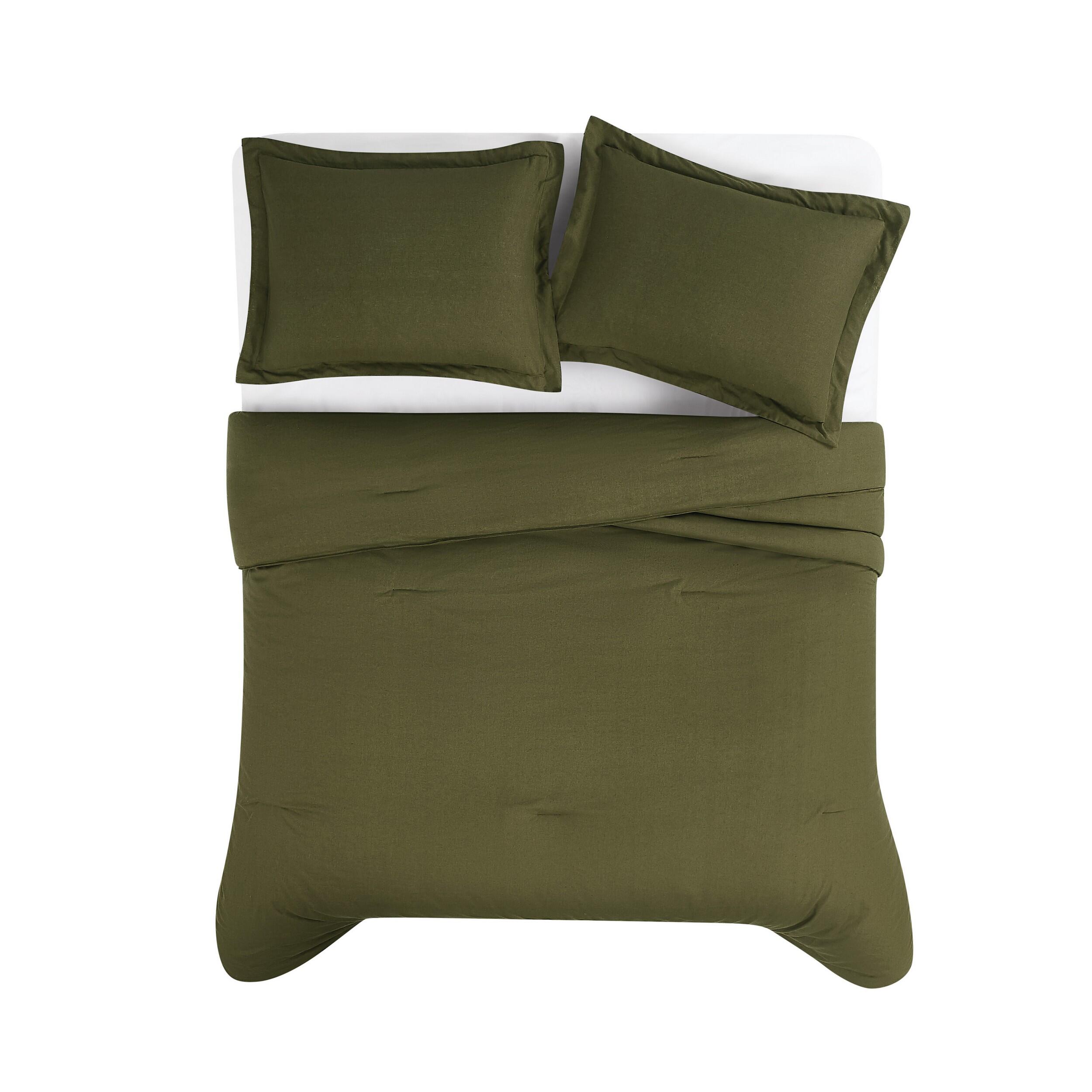 Brooklyn Loom Solid 3-Piece King Comforter Set, Moss Green, large