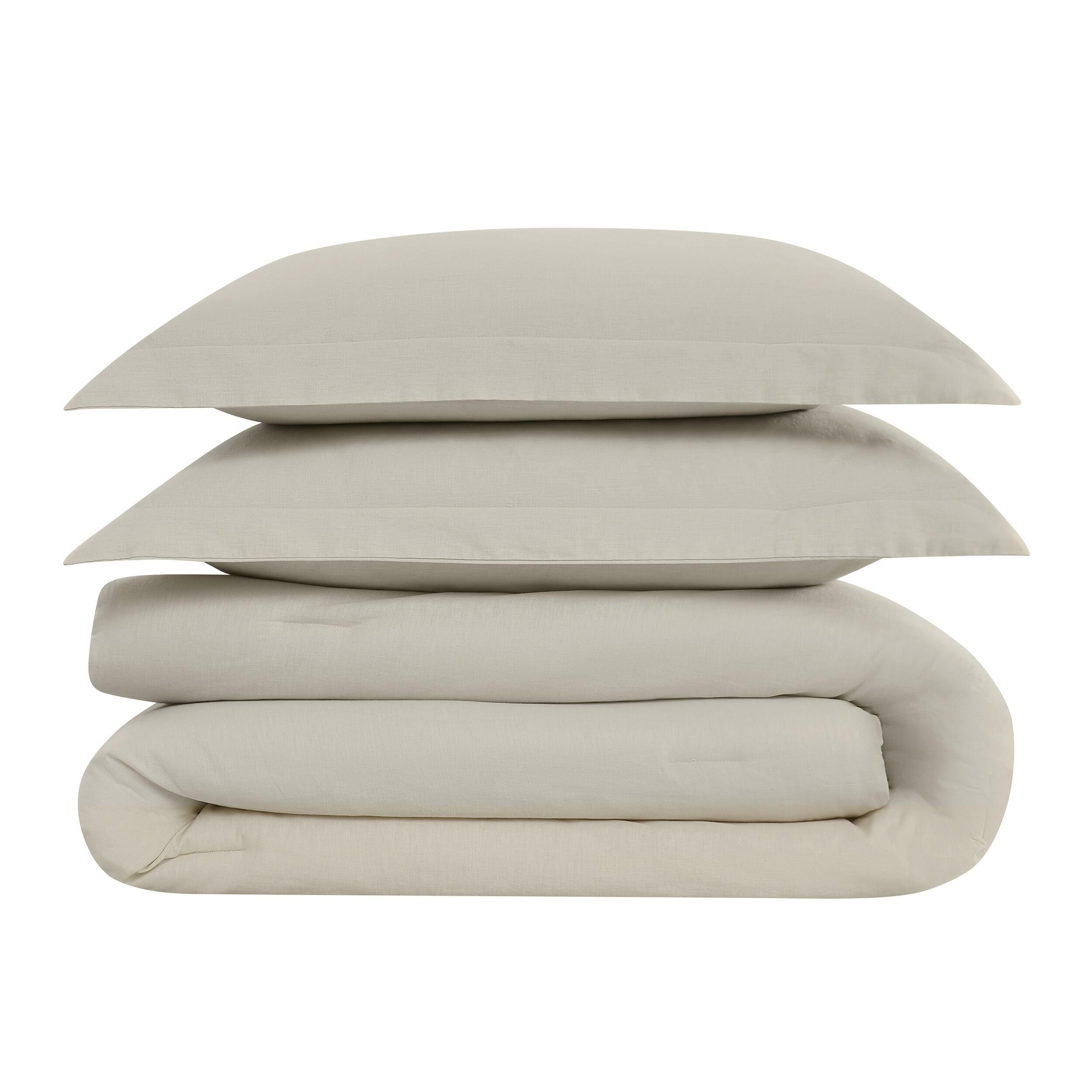 Brooklyn Loom Solid 3-Piece King Comforter Set, Natural, large
