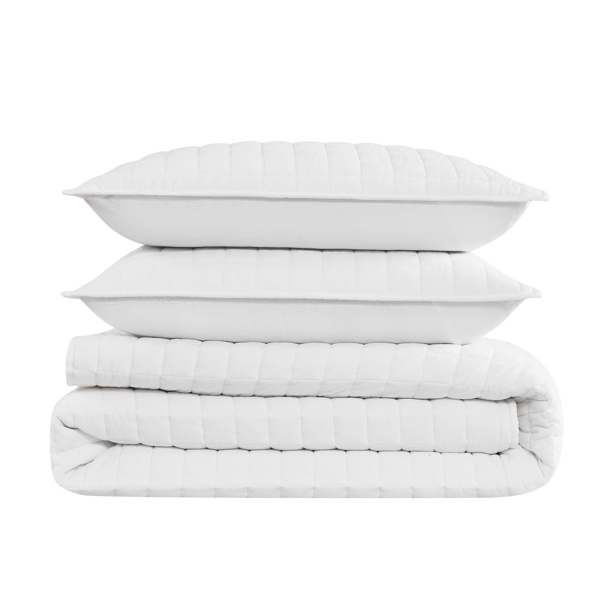 Brooklyn Loom Solid 3-Piece King Quilt Set, White, large