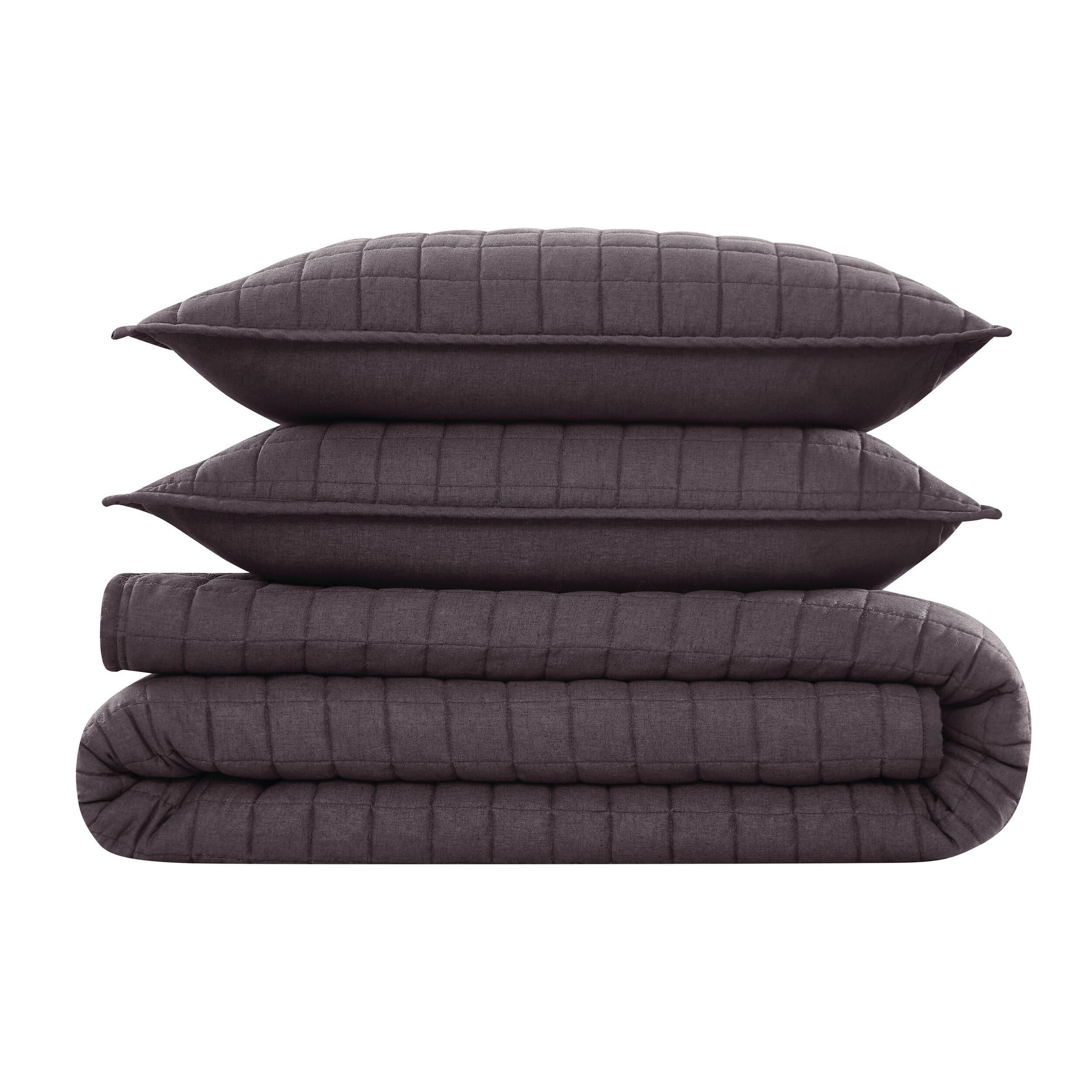 Brooklyn Loom Solid 3-Piece King Quilt Set, Charcoal, large