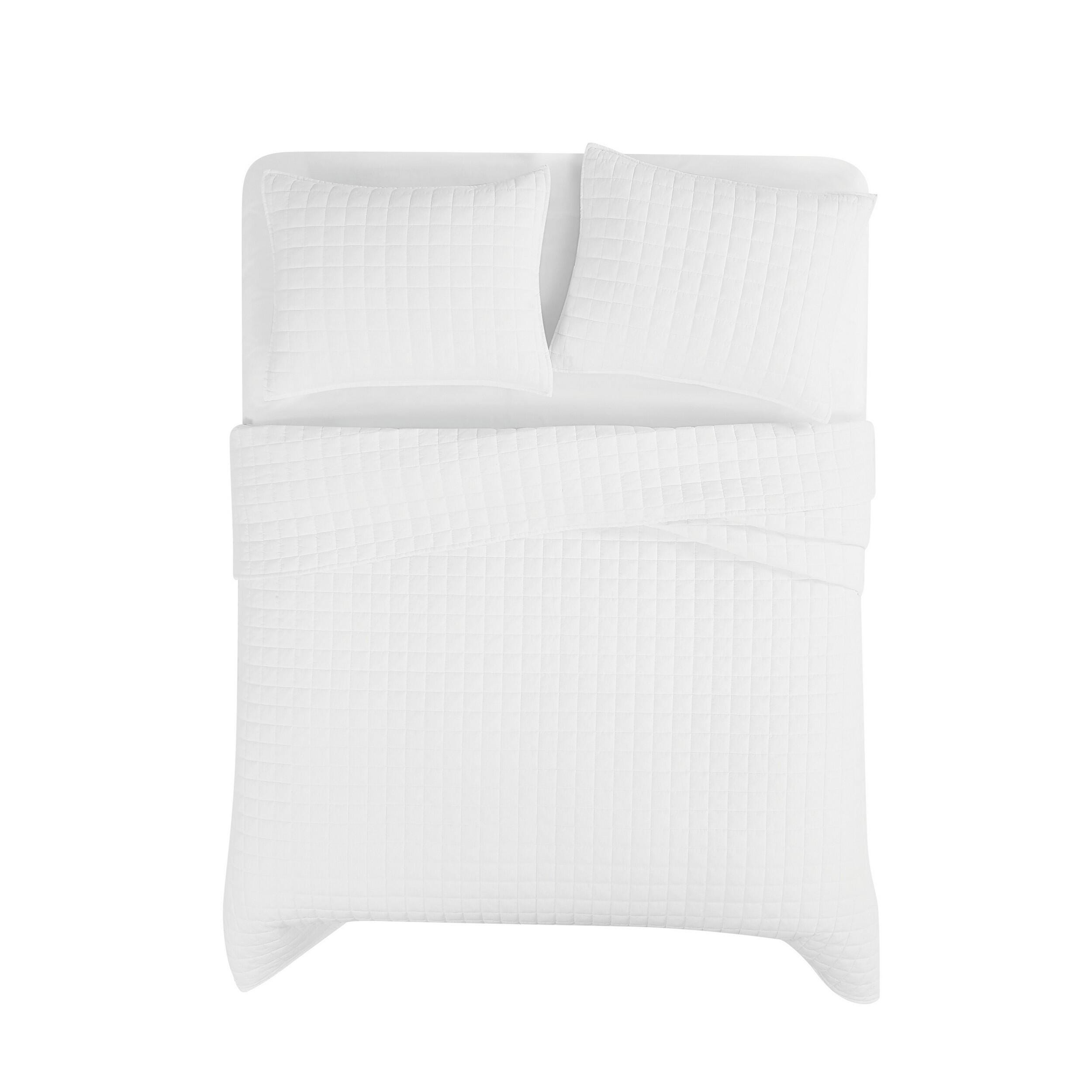 Brooklyn Loom Solid 3-Piece Full/Queen Quilt Set, White, large