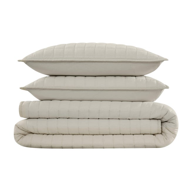 Brooklyn Loom Solid 3-Piece Full/Queen Quilt Set