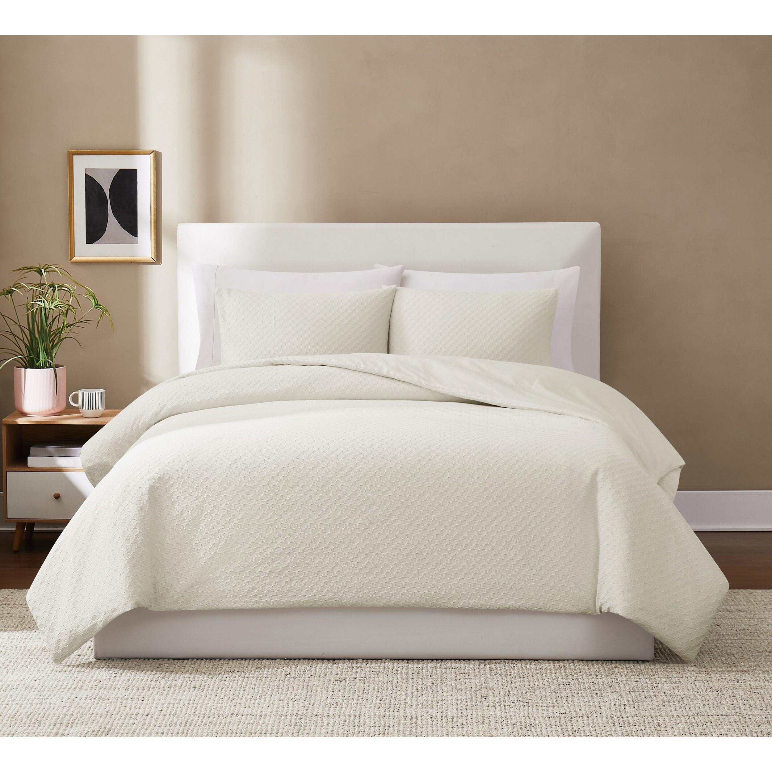 Brooklyn Loom Woven Texture 3-Piece King Comforter Set, Cream, large