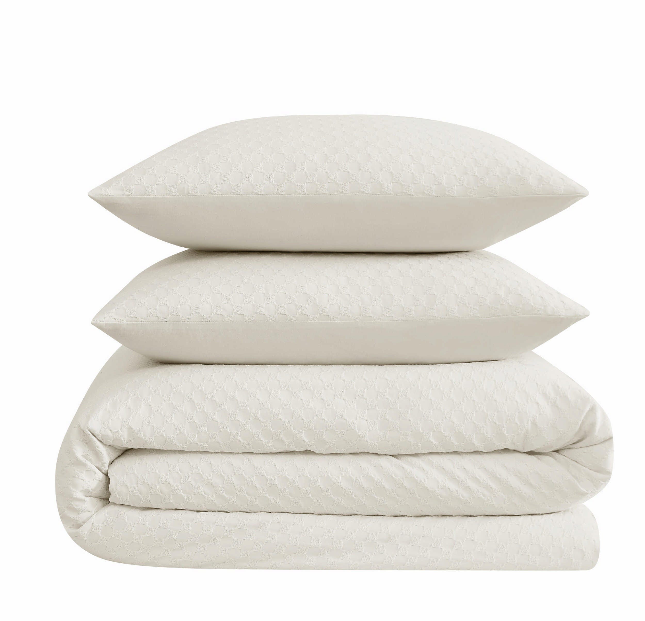 Brooklyn Loom Woven Texture 3-Piece King Comforter Set, Cream, rollover