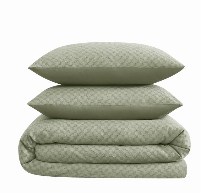 Brooklyn Loom Woven Texture 3-Piece Full/Queen Comforter Set