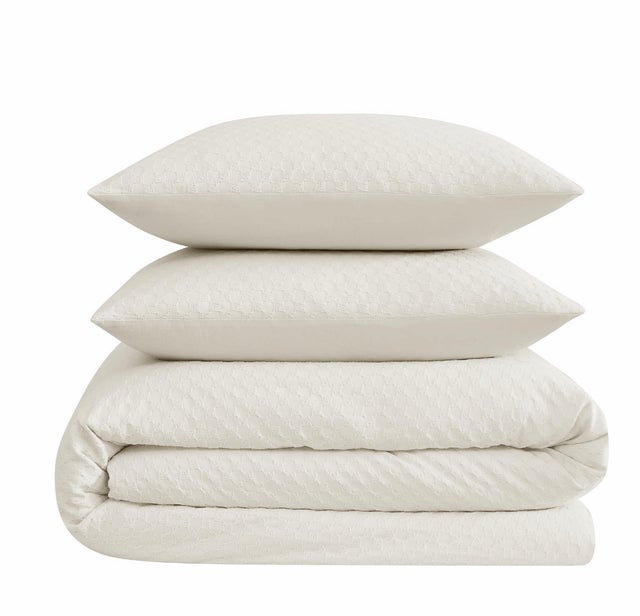 Brooklyn Loom Woven Texture 3-Piece Full/Queen Duvet Set