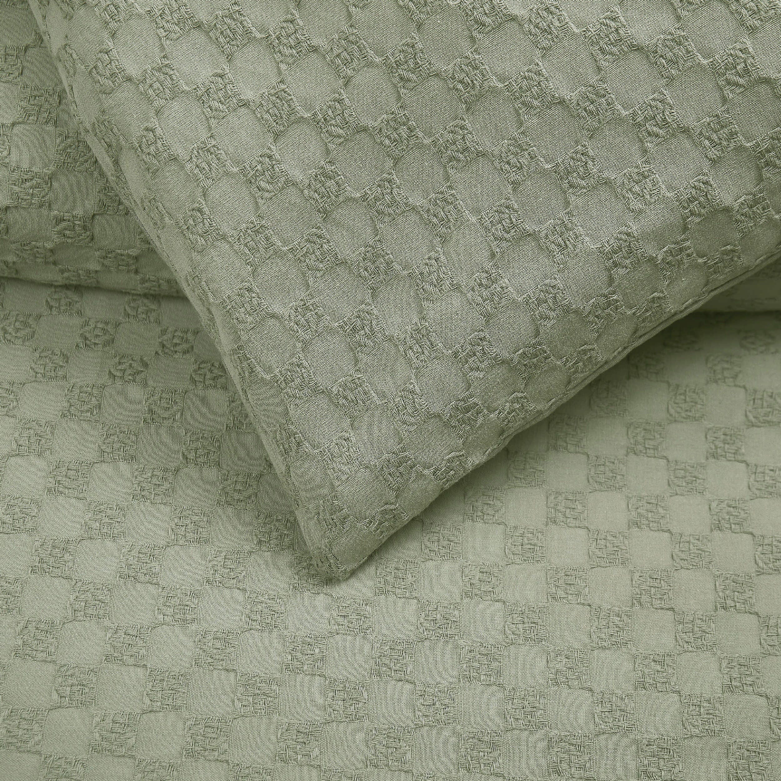 Brooklyn Loom Woven Texture 3-Piece Full/Queen Duvet Set, Green, large