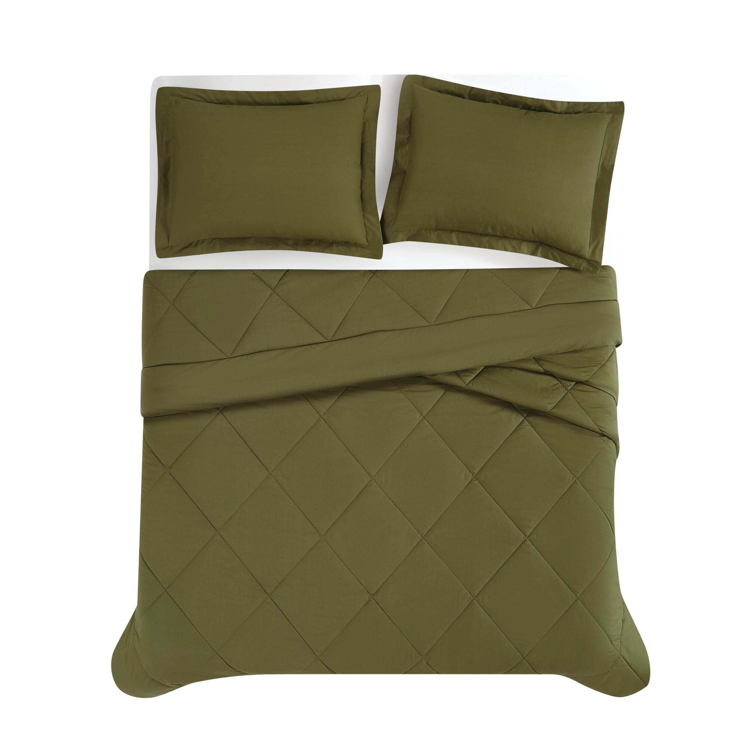 Cannon 200 Thread 3-Piece King Comforter Set, Olive Green, large