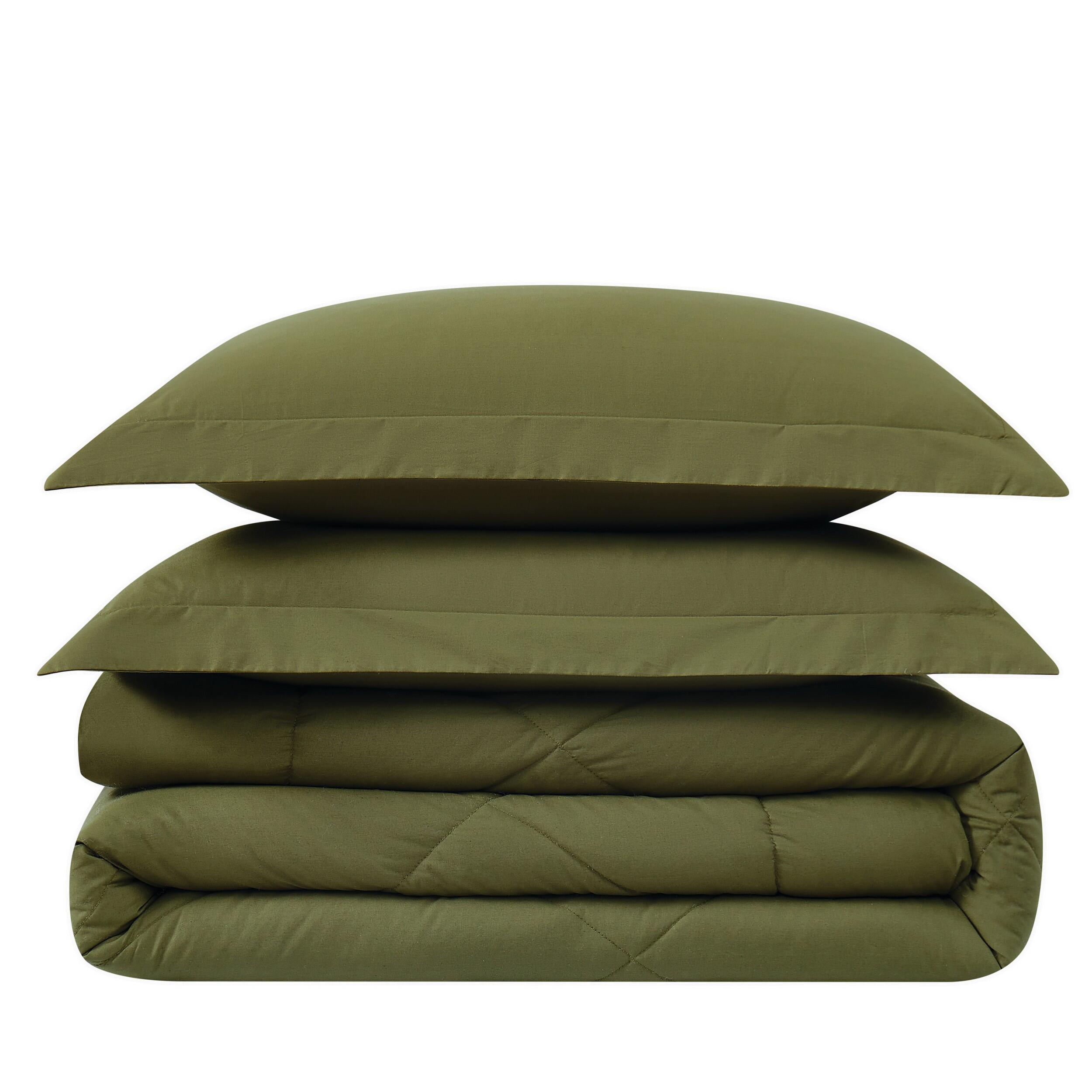Cannon 200 Thread 3-Piece Full/Queen Comforter Set, Olive Green, large