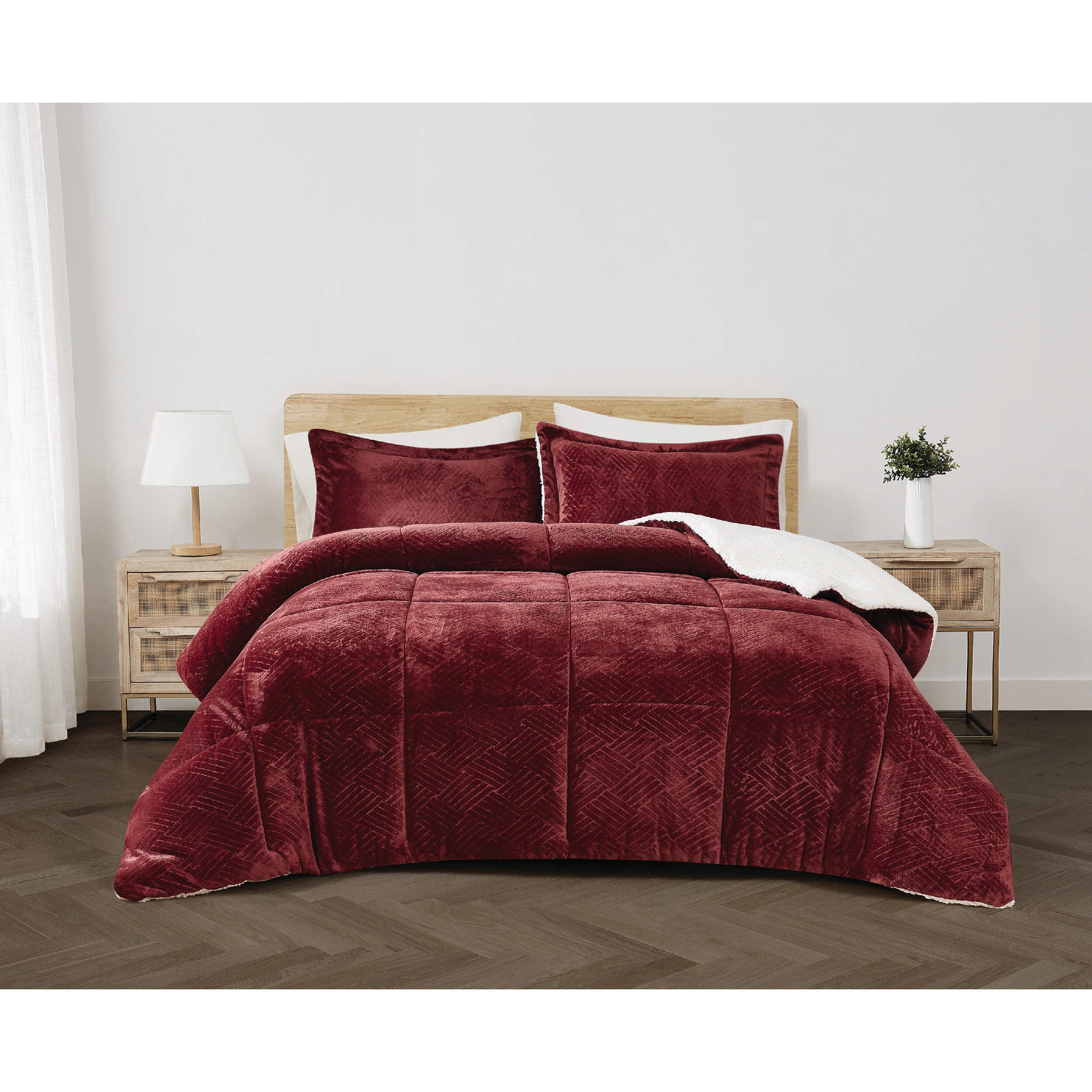 Cannon Carved 3-Piece King Comforter Set, Red, rollover