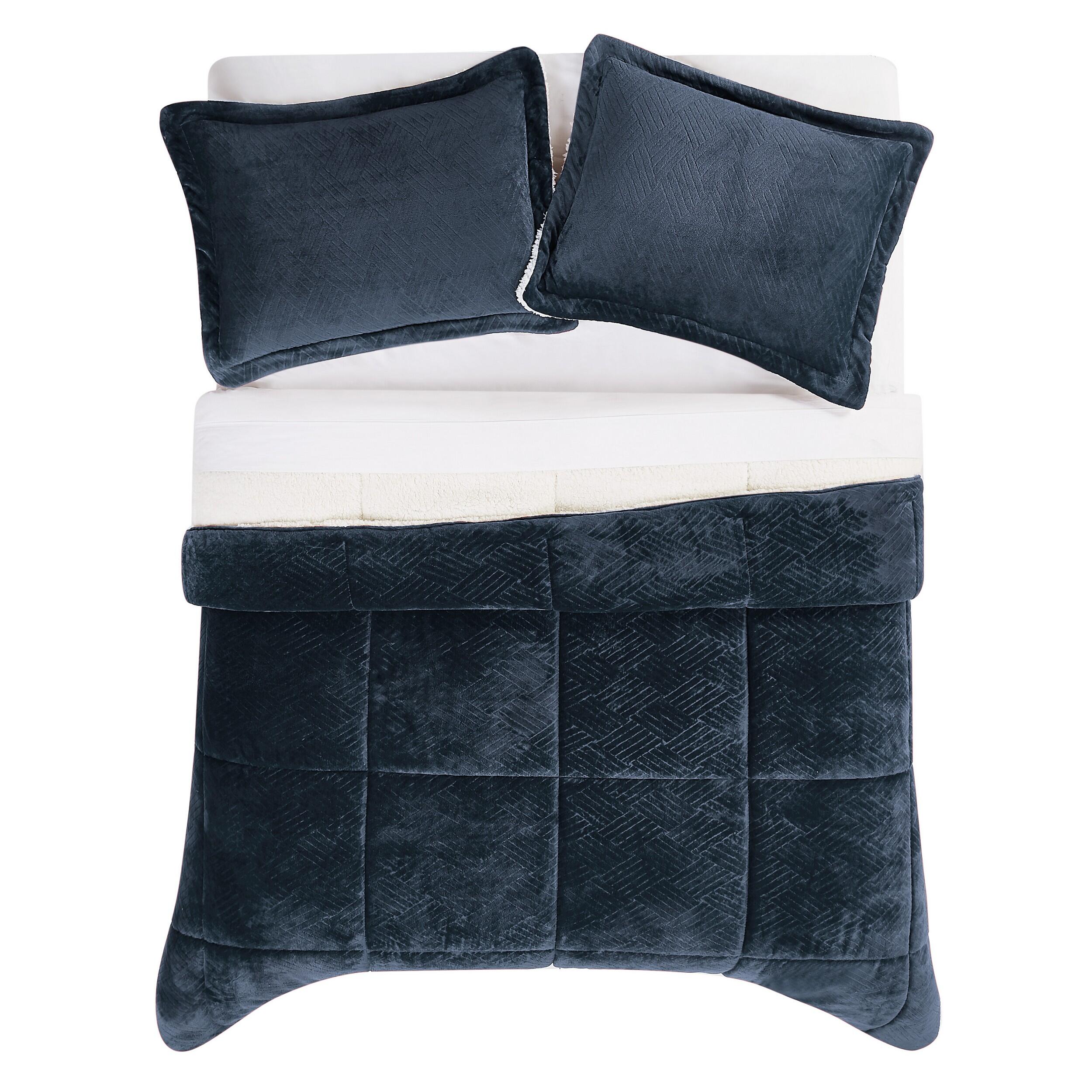 Cannon Carved 3-Piece King Comforter Set, Blue, large