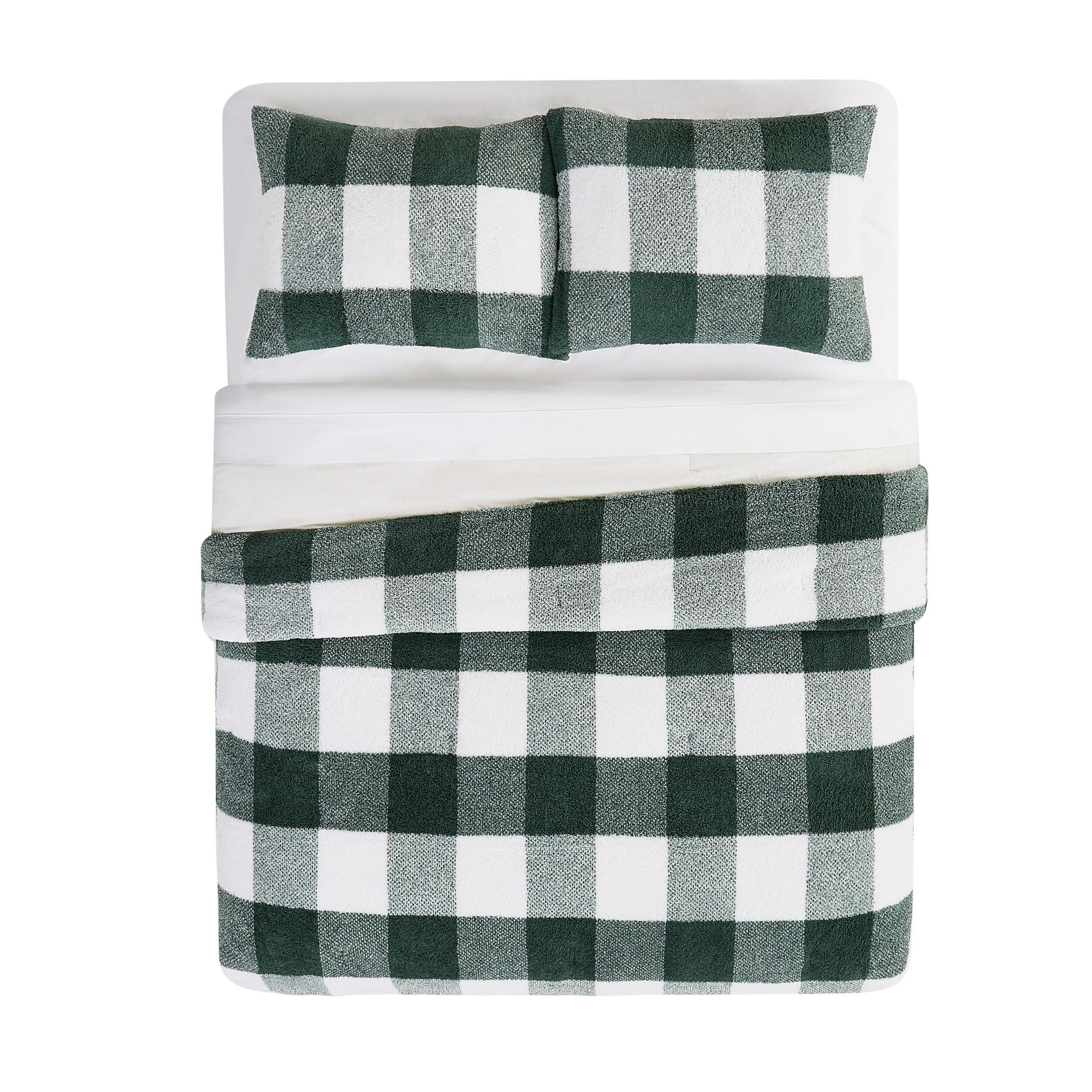 Cannon Cozy Buffalo Check 3-Piece King Comforter Set, Green, large