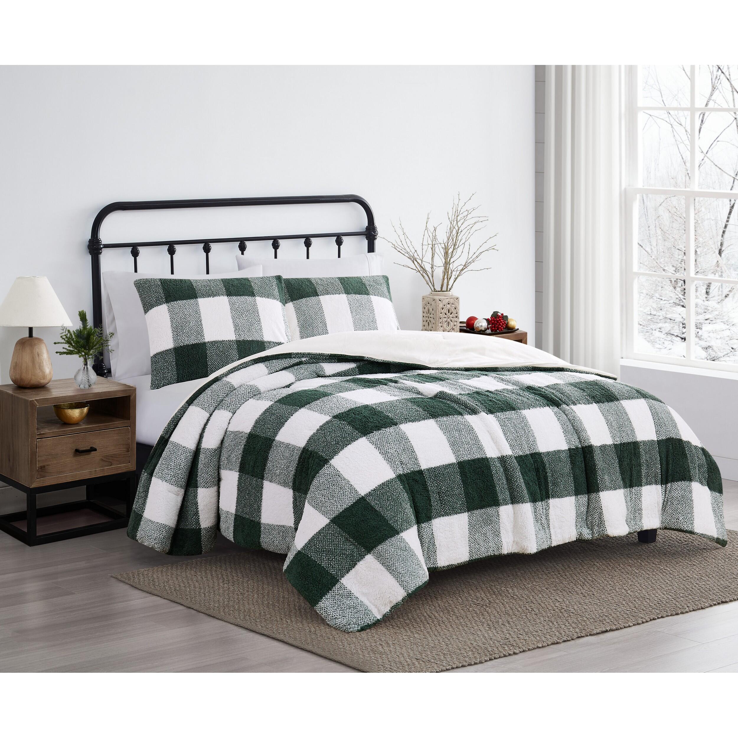 Cannon Cozy Buffalo Check 3-Piece King Comforter Set, Green, large