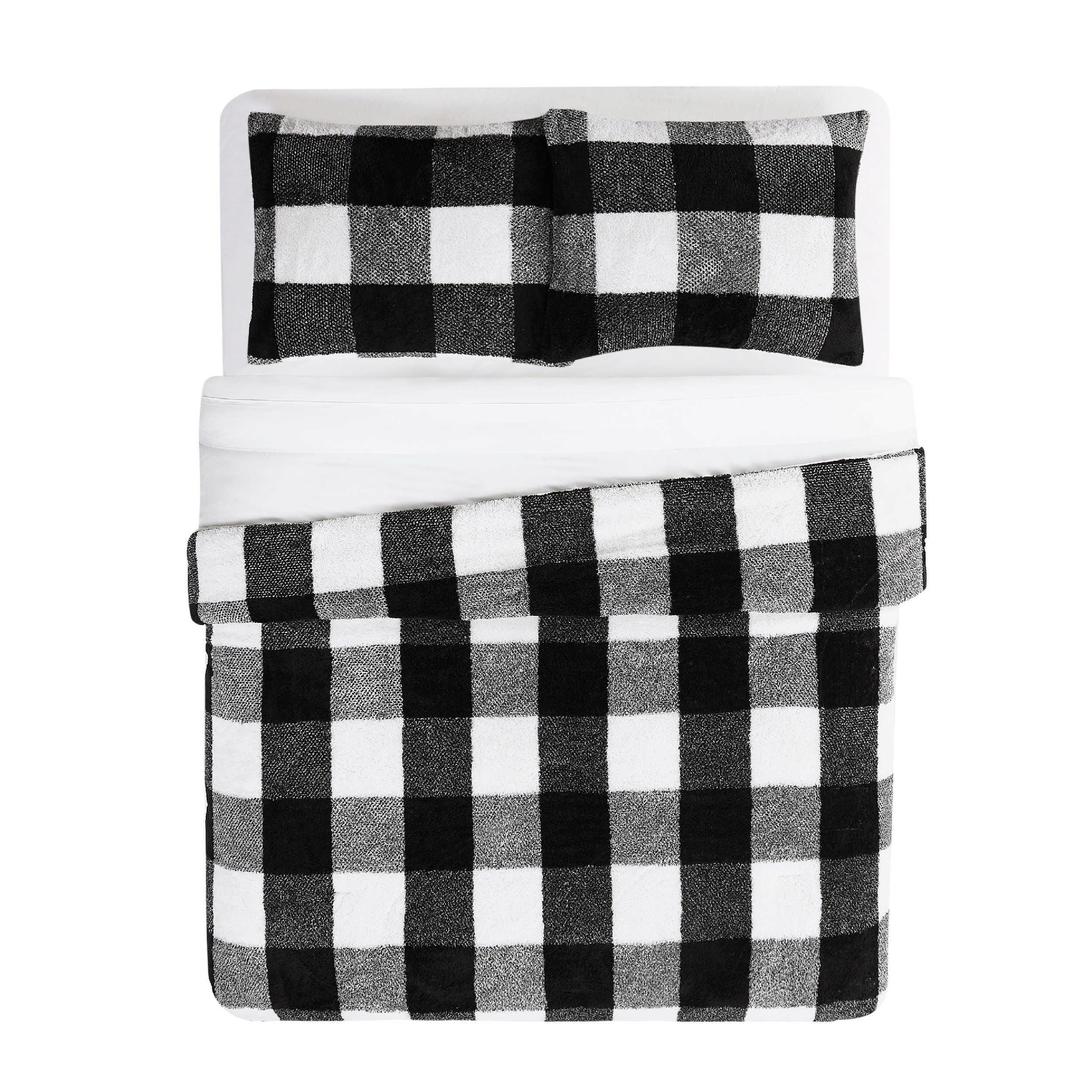 Cannon Cozy Buffalo Check 3-Piece Full/Queen Comforter Set, Black, large