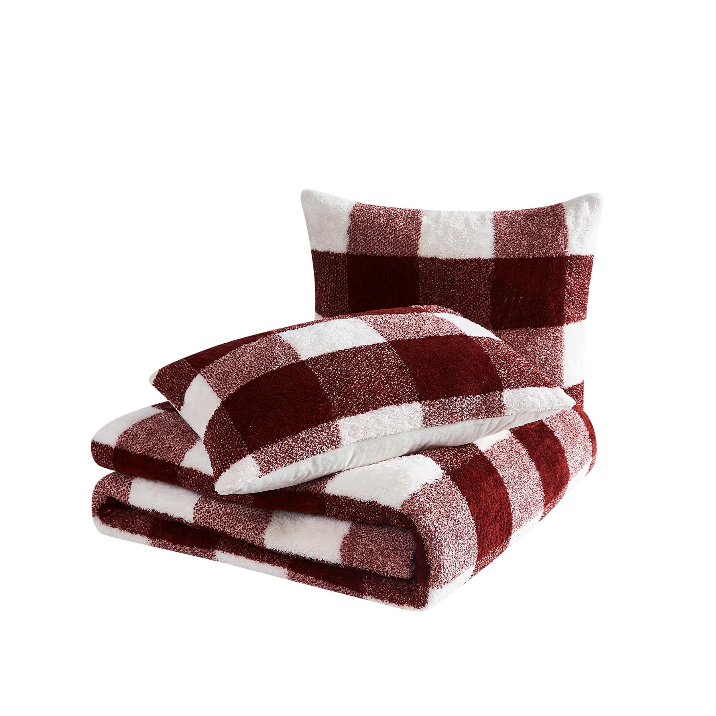 Cannon Cozy Buffalo Check 3-Piece King Comforter Set, Burgundy, large