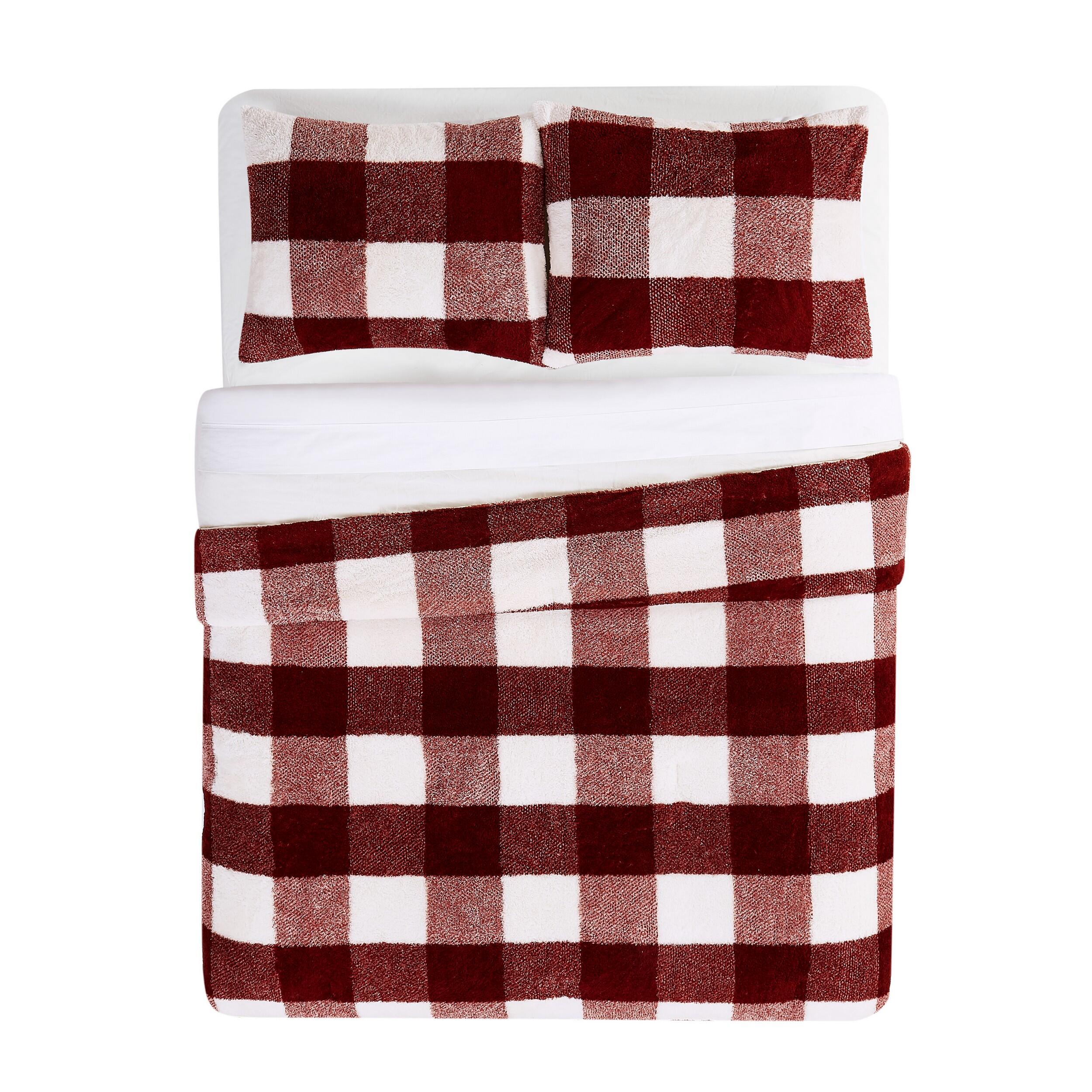 Cannon Cozy Buffalo Check 3-Piece King Comforter Set, Burgundy, large