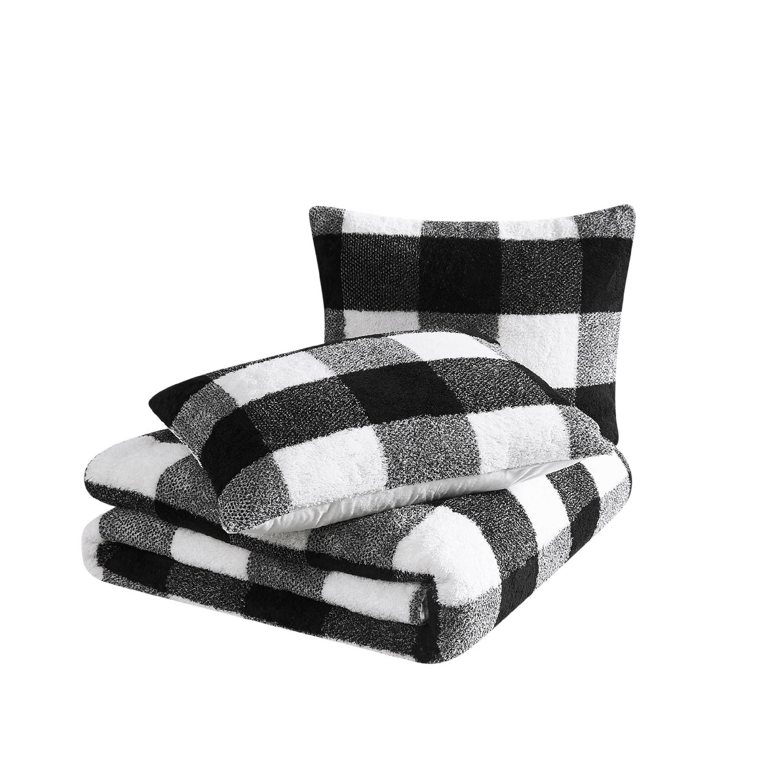 Cannon Cozy Buffalo Check 3-Piece King Comforter Set, Black, large