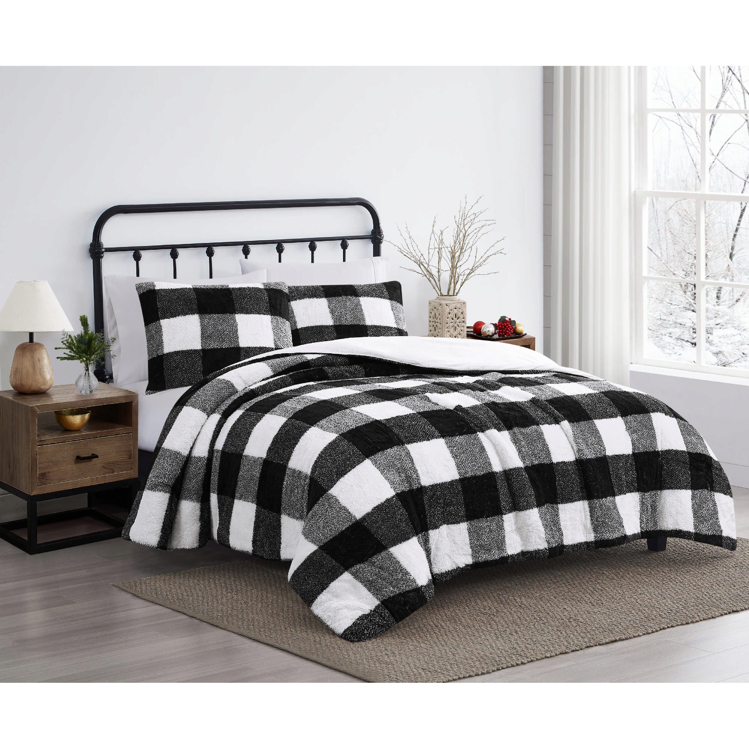 Cannon Cozy Buffalo Check 3-Piece King Comforter Set, Black, large