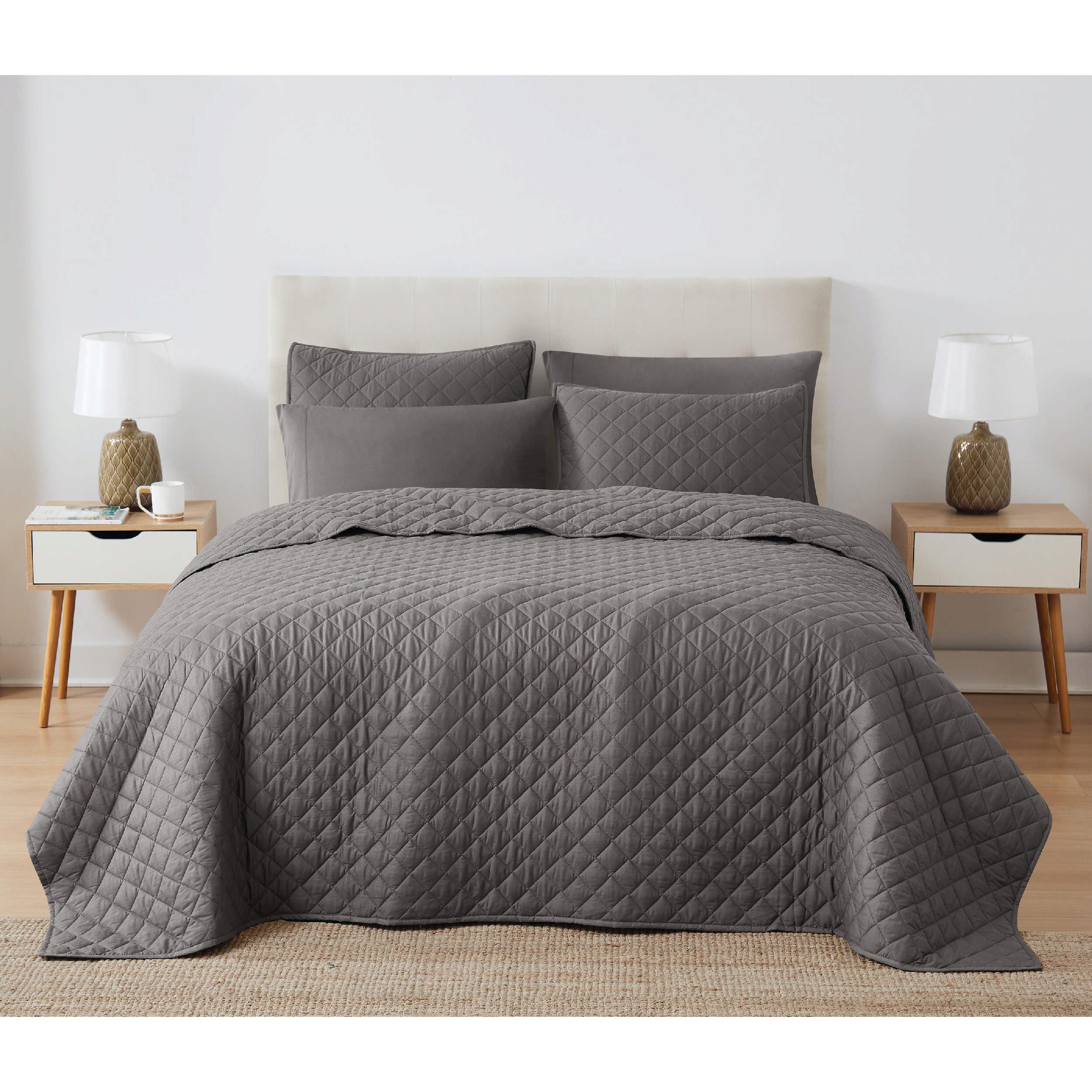 Cannon Percale 3-Piece King Quilt Set, Gray, rollover