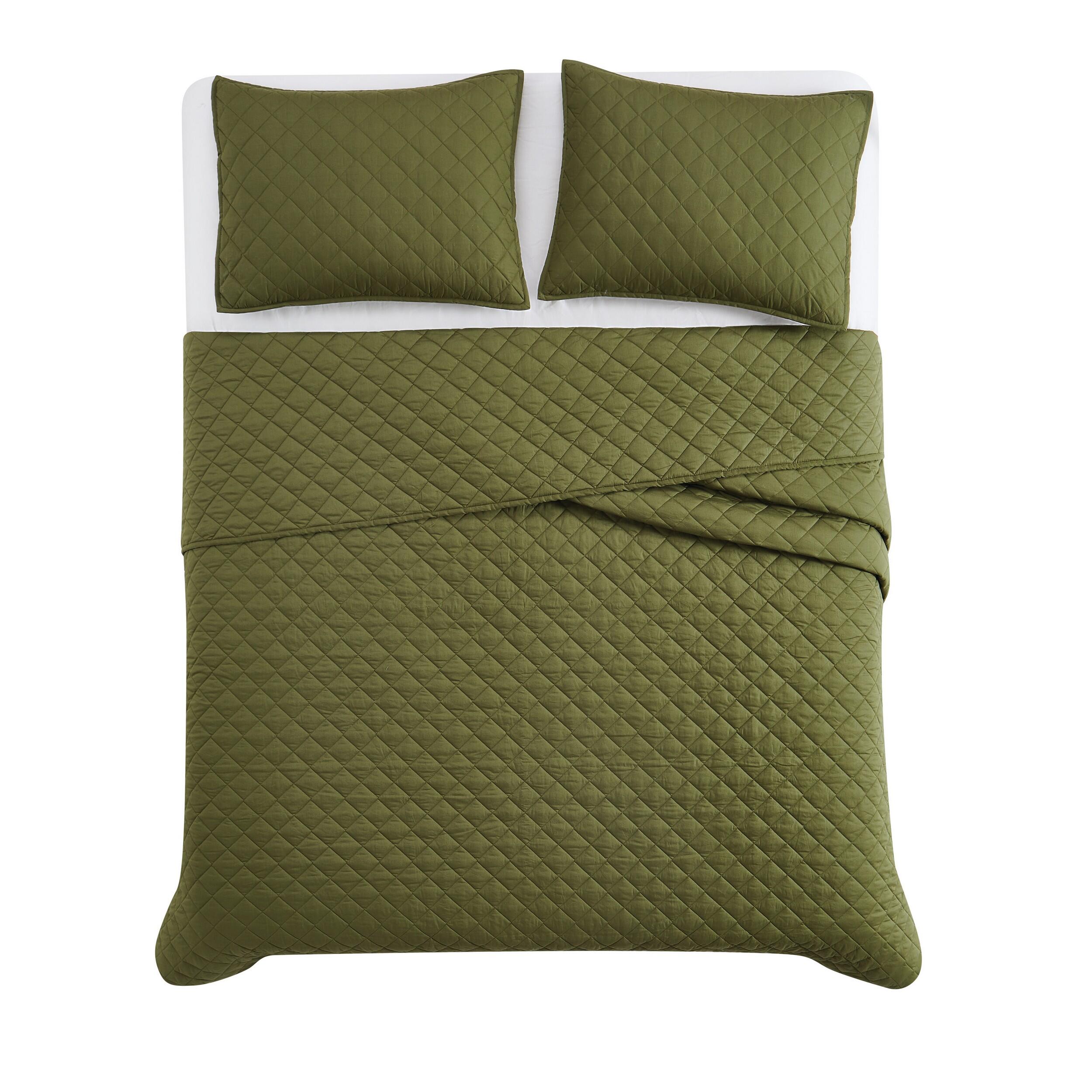 Cannon Percale 3-Piece Full/Queen Quilt Set, Olive Green, large