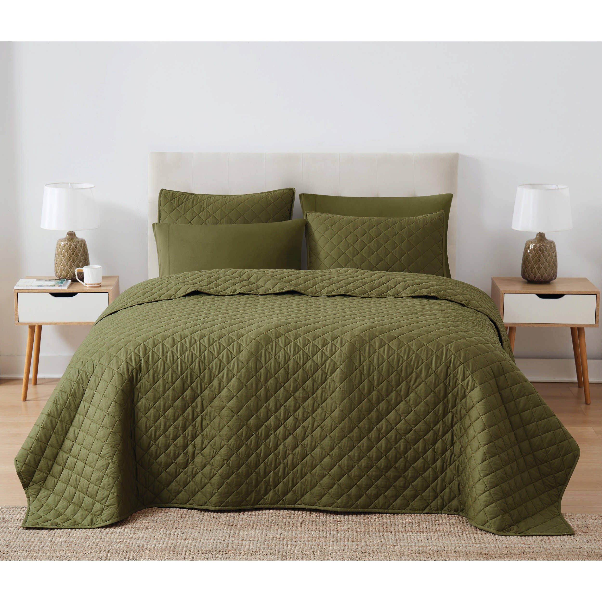 Cannon Percale 3-Piece King Quilt Set, Olive Green, rollover
