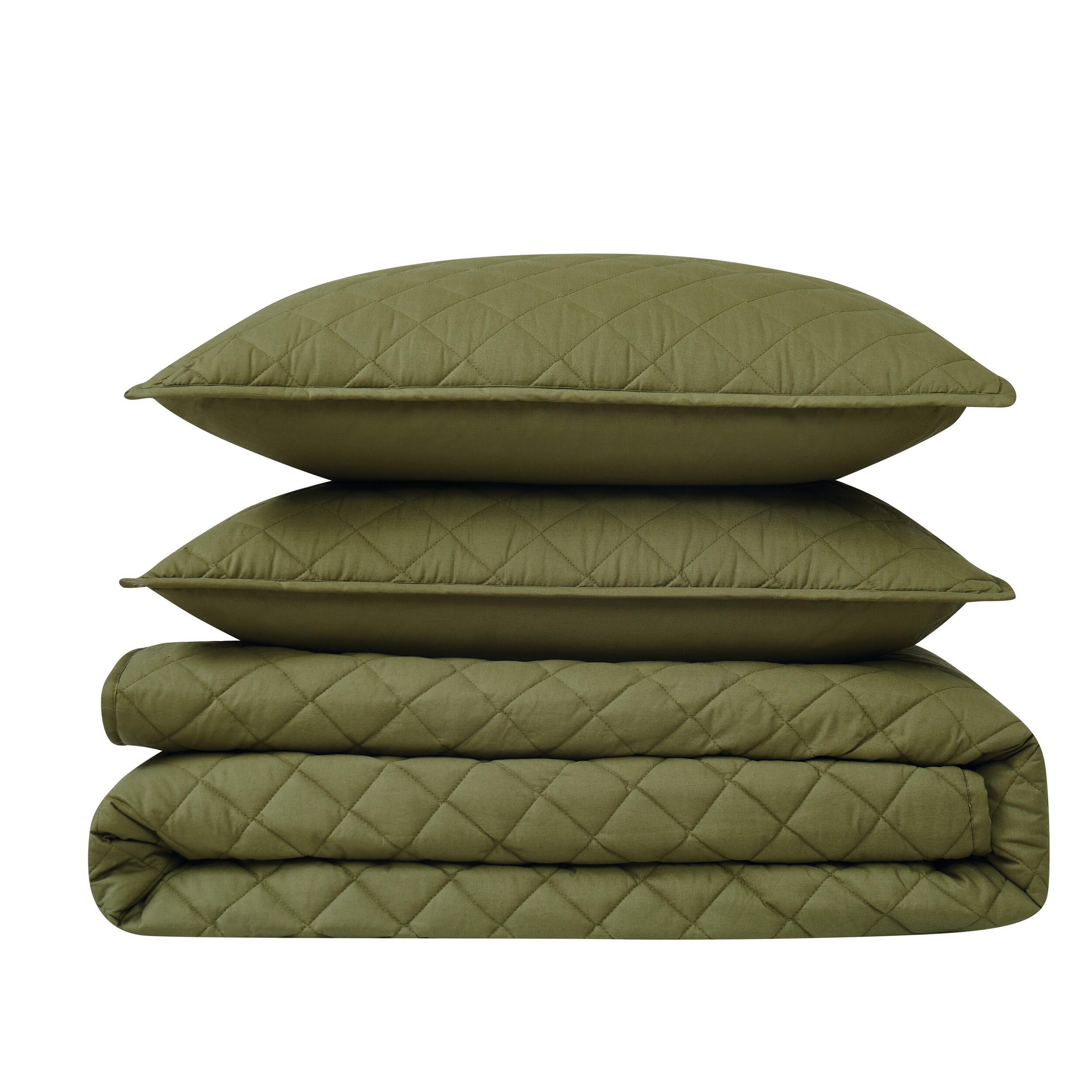 Cannon Percale 3-Piece King Quilt Set, Olive Green, large