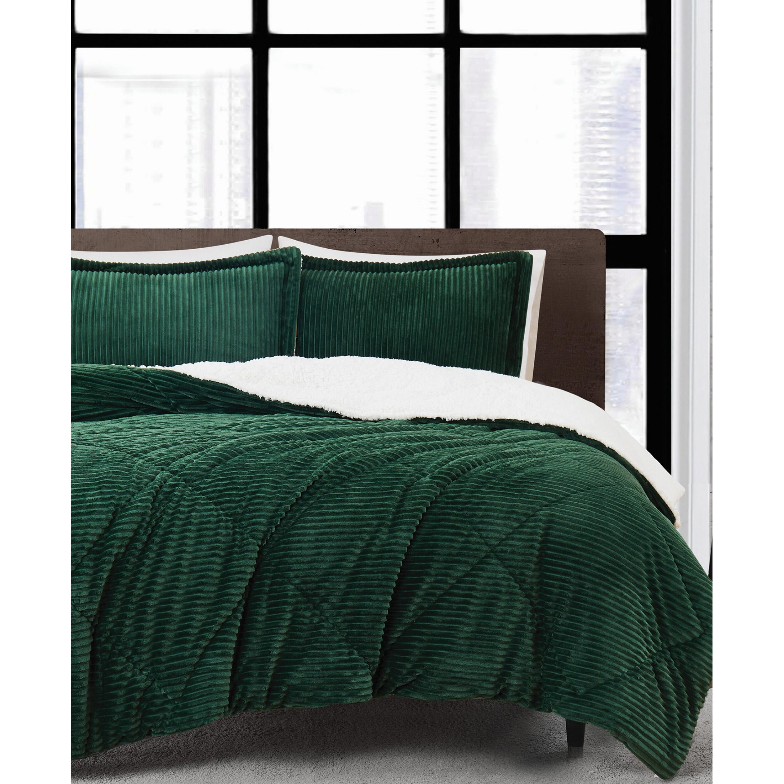 London Fog Plush 2-Piece Twin XL Comforter Set, Green, large